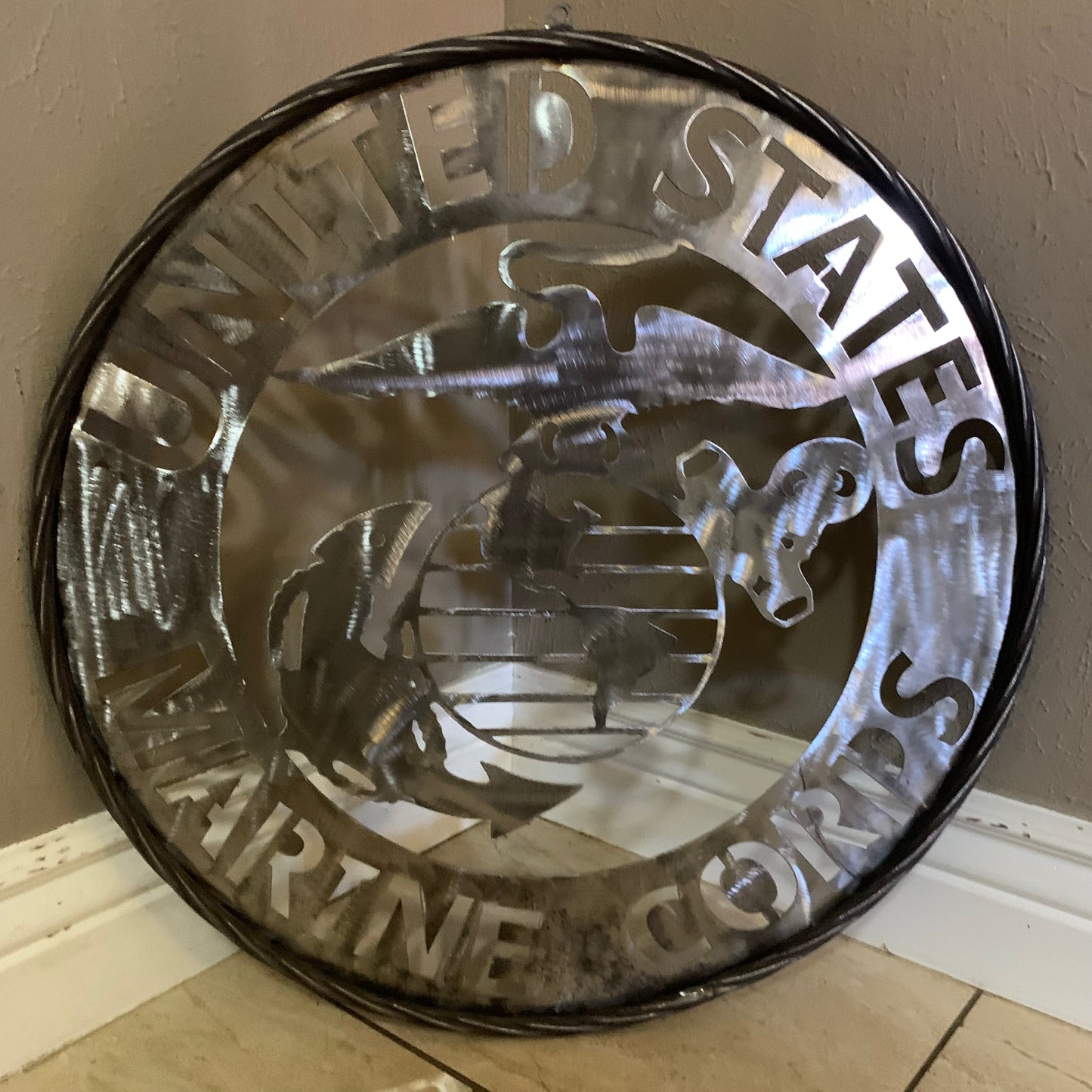 24" US MARINE CORPS MILITARY LASERCUT RAW METAL WALL ART WESTERN HOME DECOR HANDMADE NO PAINT