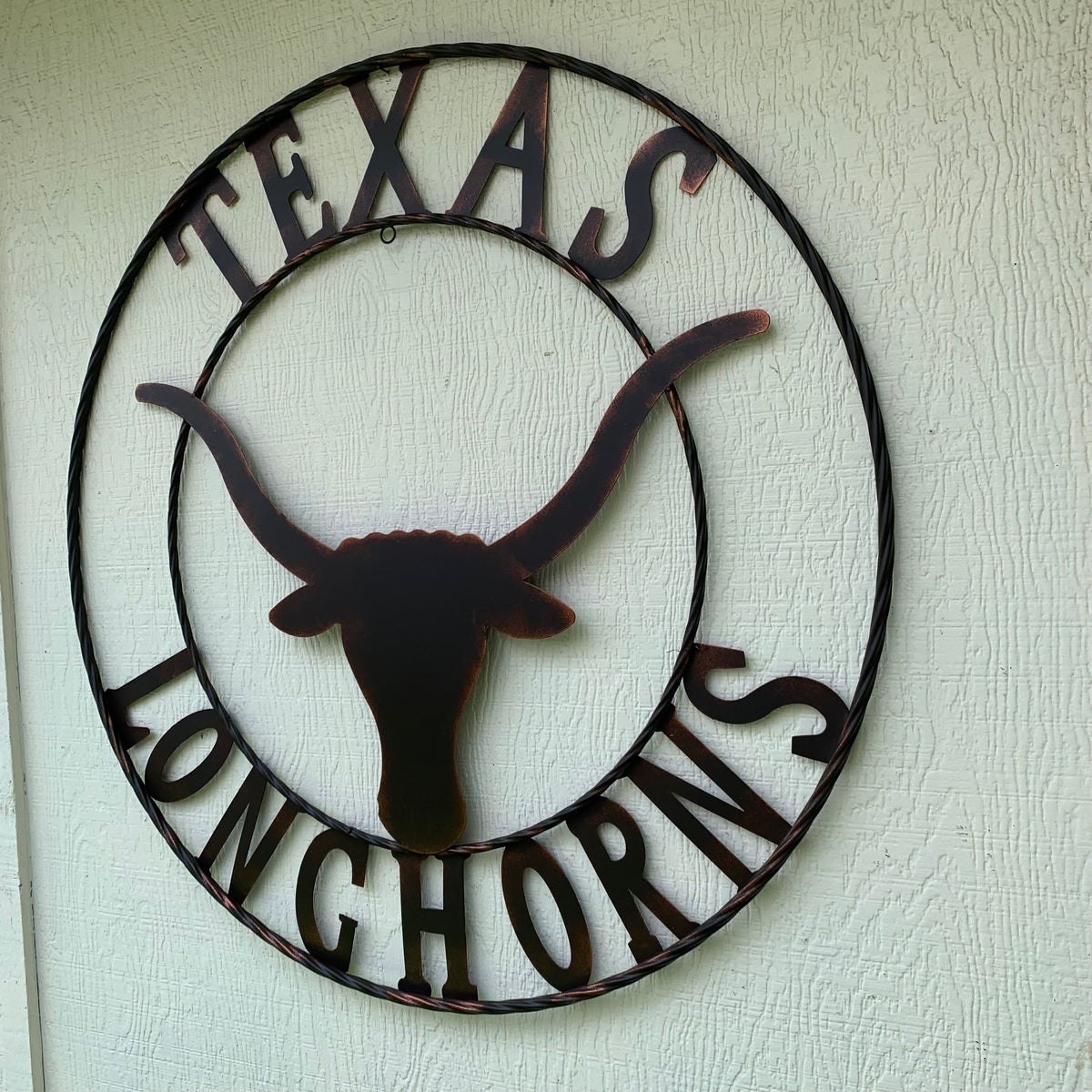 TEXAS LONGHORNS CUSTOM METAL VINTAGE CRAFT SIGN TEAM ART WESTERN HOME DECOR RUSTIC BRONZE HANDMADE #EH12565
