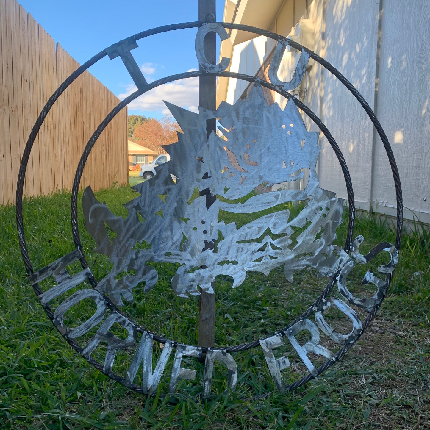 18",24",32" TCU HORNED FROGS RAW METAL CUSTOM VINTAGE CRAFT TEAM SIGN HANDMADE