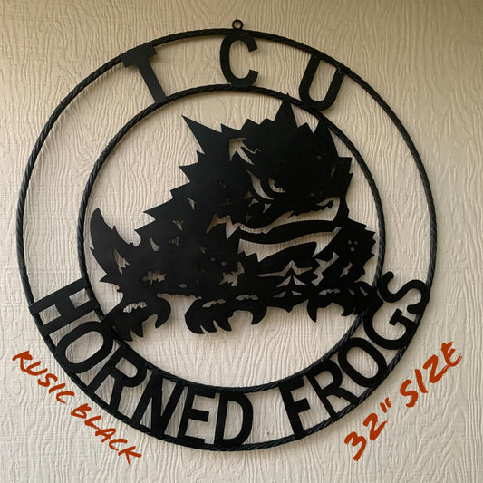 TCU HORNED FROGS BLACK CUSTOM METAL VINTAGE CRAFT TEAM SIGN HANDMADE