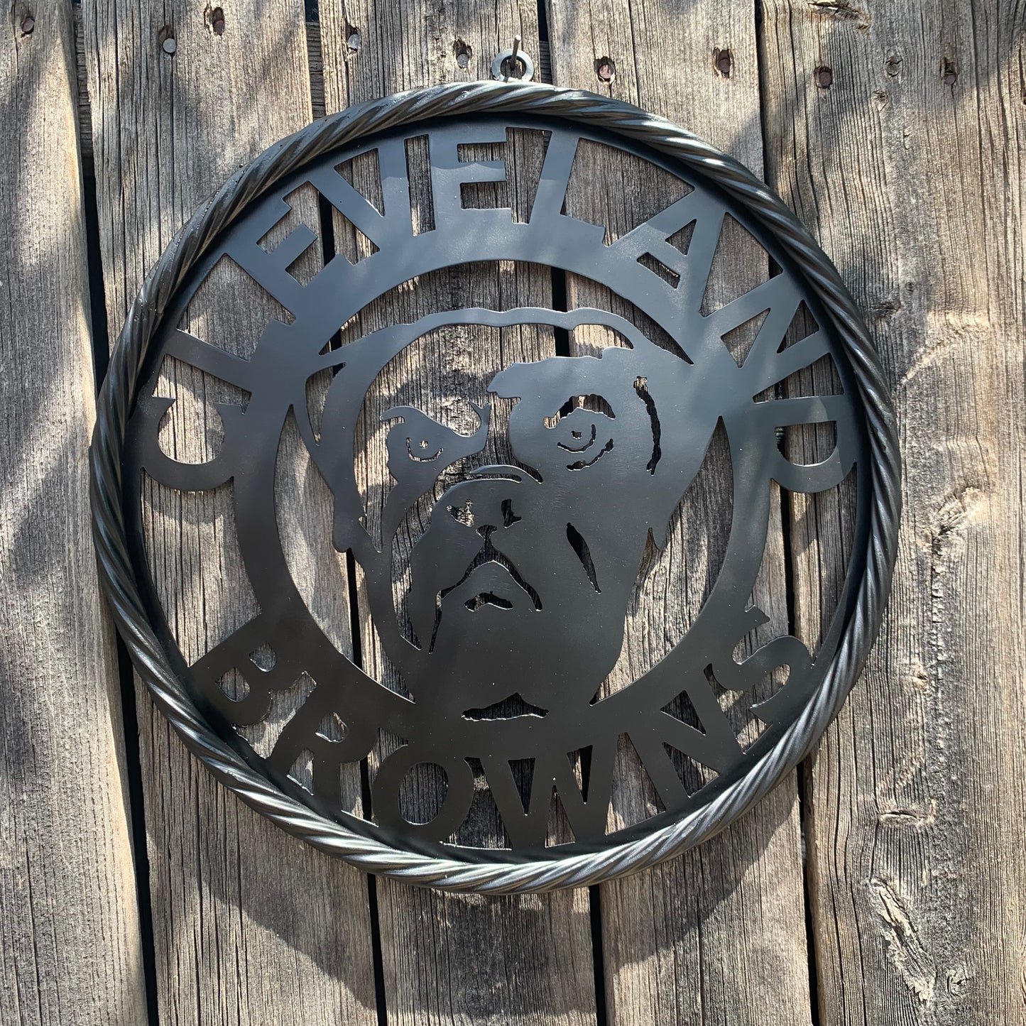 CLEVELAND BROWNS METAL CUSTOM VINTAGE CRAFT ART HANDMADE RUSTIC BLACK