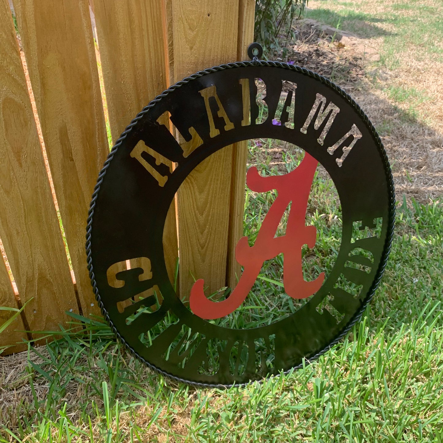 ALABAMA CRIMSON TIDE WIDE BAND RING CUSTOM METAL VINTAGE SIGN TEAM HANDMADE
