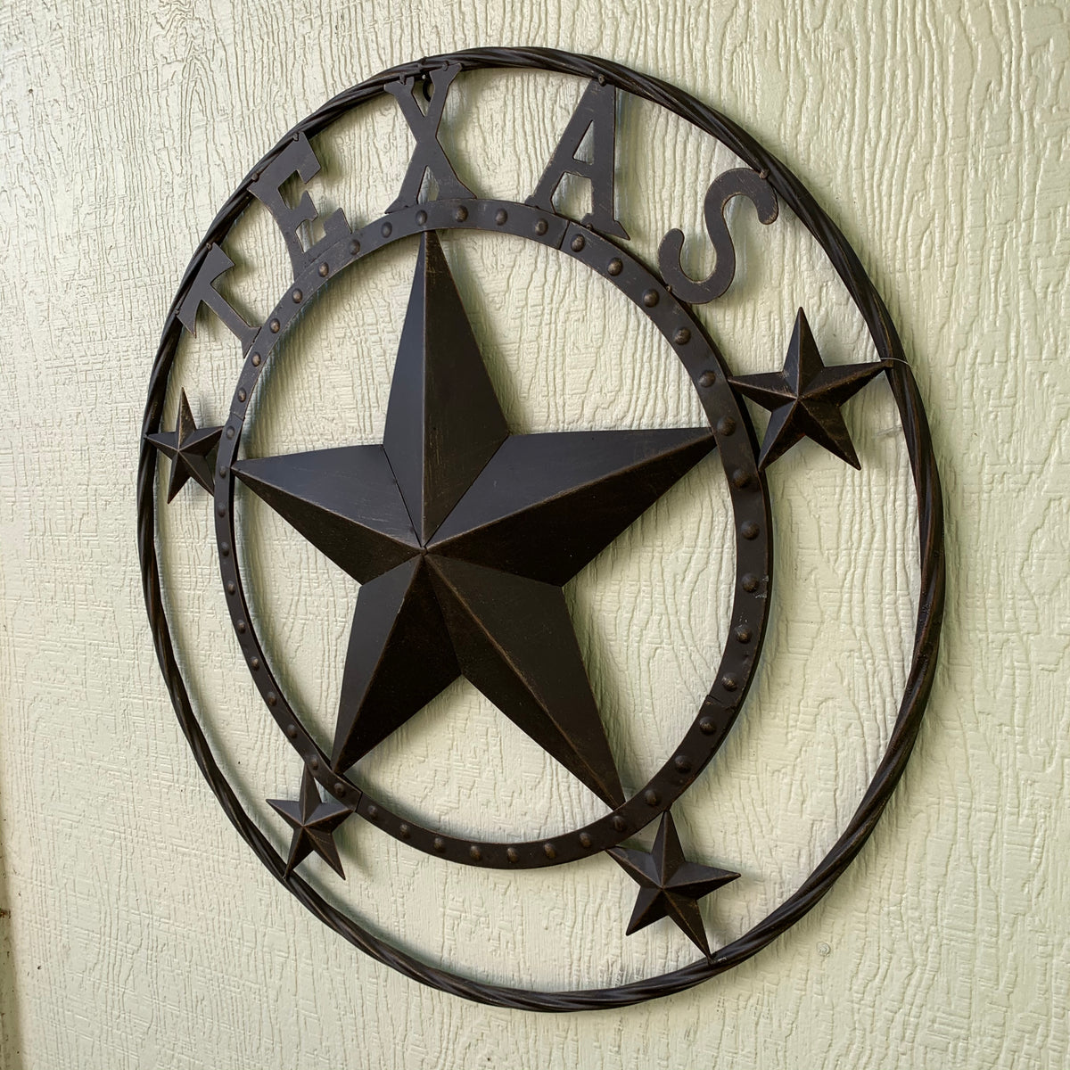 24" TEXAS BEADED COLIBROX BARN STAR METAL LONE STAR WESTERN HOME DECOR HANDMADE RUSTIC BRONZE COPPER NEW