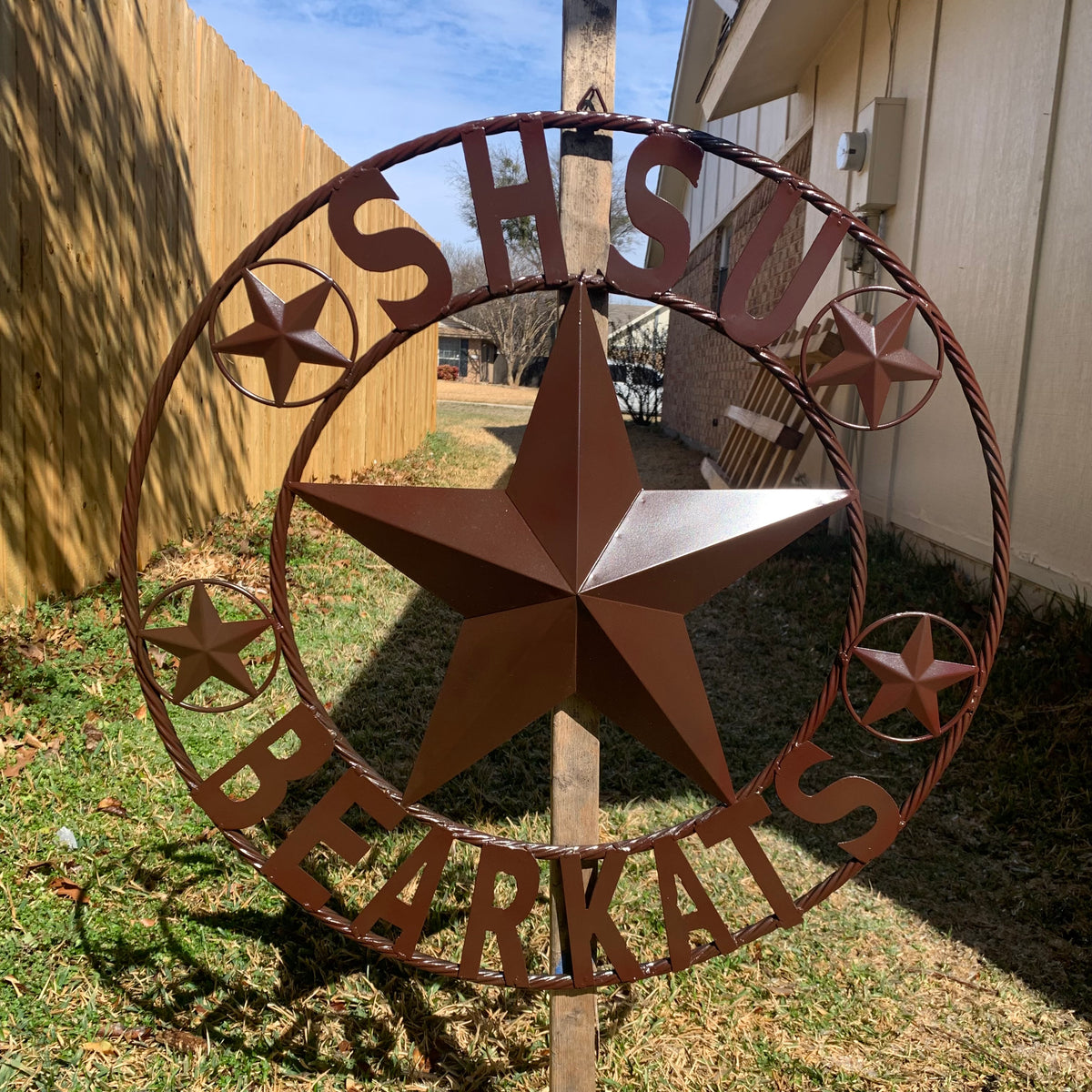 24",32" SHSU SAM HOUSTON BEARKATS RUSTIC DARK BROWN METAL CUSTOM VINTAGE CRAFT RUSTIC BROWN TEAM STAR HANDMADE