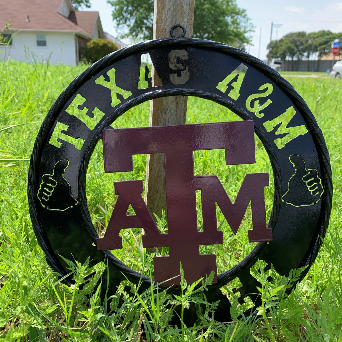 12",18",24",32" TEXAS A&M AGGIES WIDE BAND RING CUSTOM METAL VINTAGE CRAFT TEAM SIGN HANDMADE