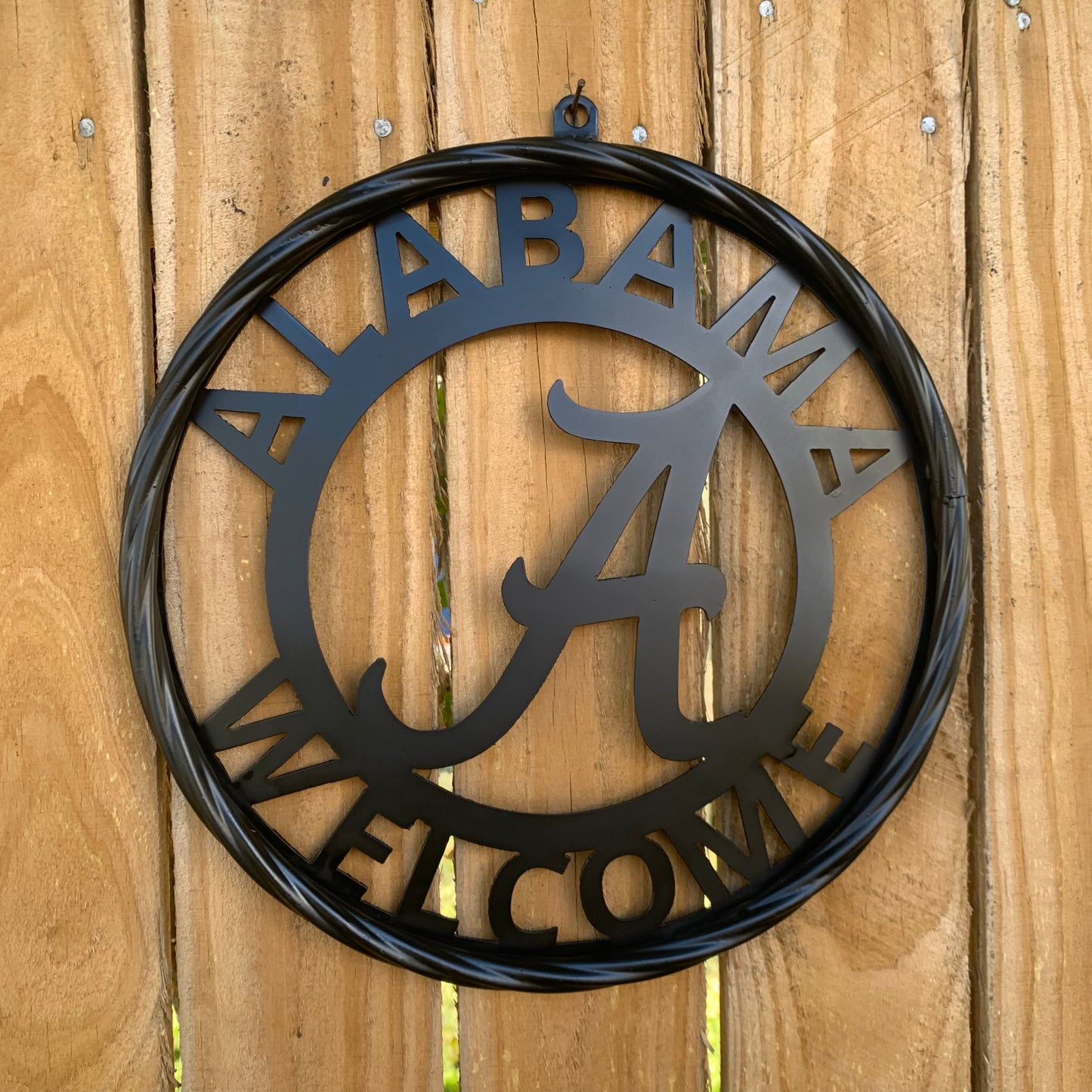 ALABAMA WELCOME CUSTOM ALL BLACK METAL VINTAGE SIGN TEAM HANDMADE