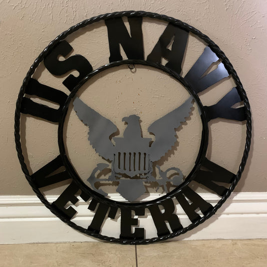 18",24",36" US NAVY VETERAN CUSTOM NAME SIGN VINTAGE METAL CRAFT ART WESTERN HOME DECOR RUSTIC GREY & BLACK #EH10494