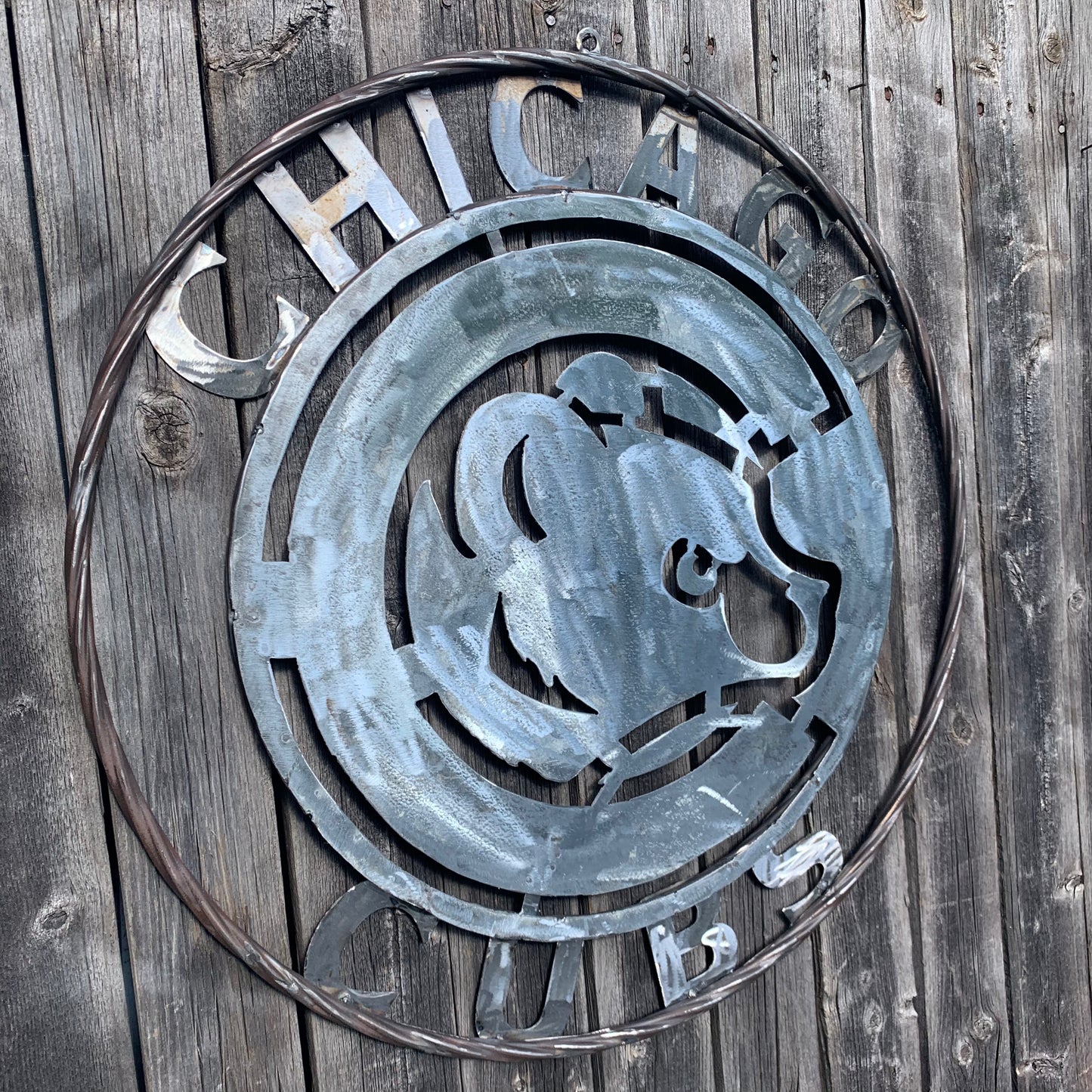 12", 18", 24", 32" CHICAGO CUBS CUSTOM RAW METAL VINTAGE CRAFT TEAM SPORTS SIGN HANDMADE