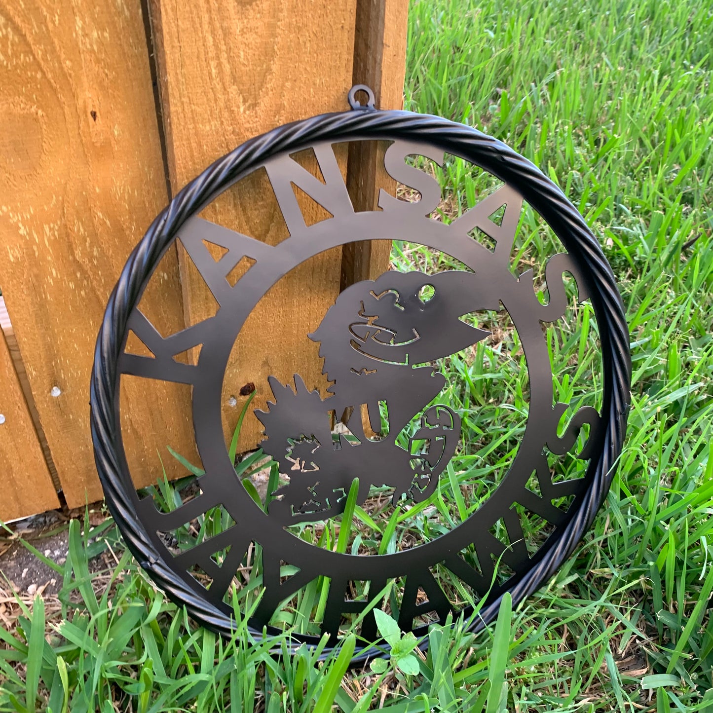 KANSAS JAYHAWKS BLACK METAL CUSTOM VINTAGE CRAFT WALL ART TEAM SIGN HANDMADE