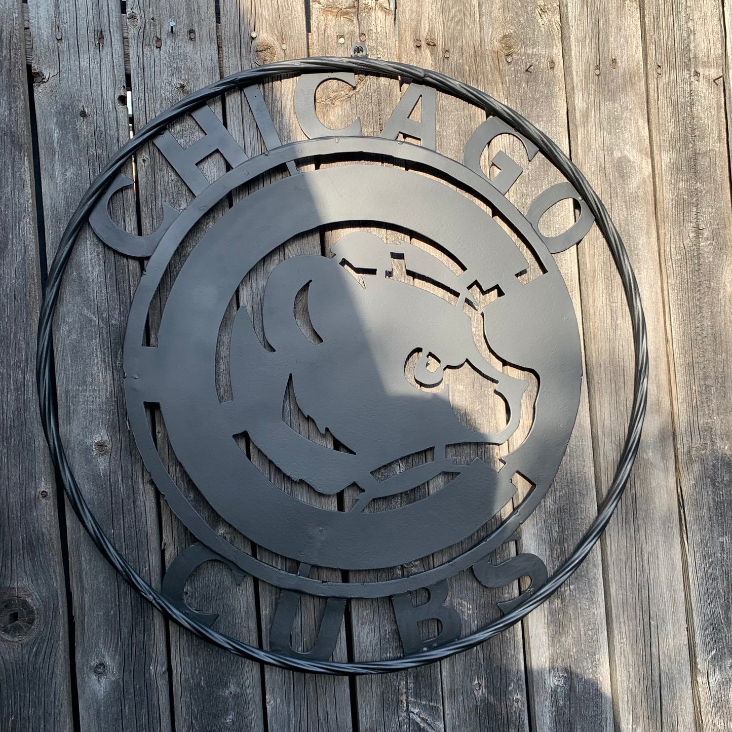 12", 18", 24", 32" CHICAGO CUBS CUSTOM BLACK & RAW METAL VINTAGE CRAFT TEAM SPORTS SIGN HANDMADE