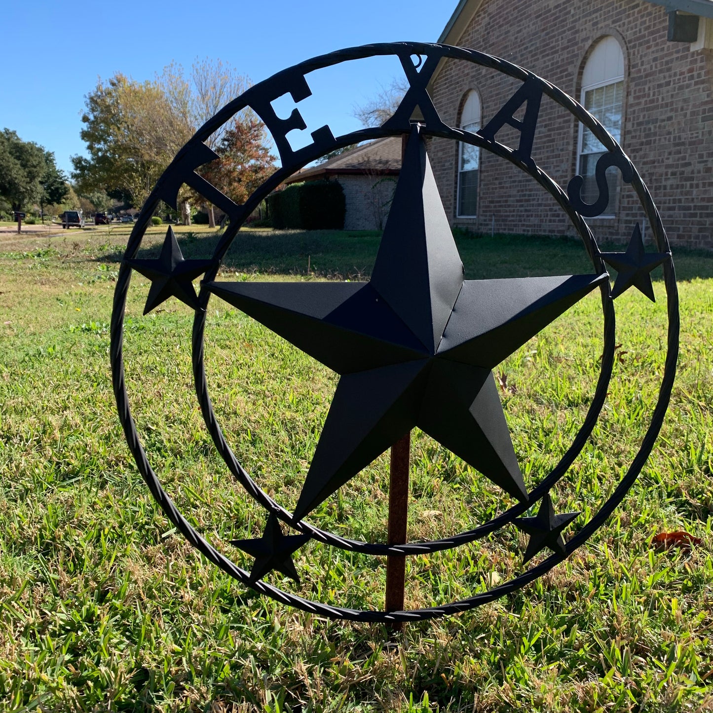 24" TEXAS BLACK STAR BARN STAR METAL ART WESTERN HOME DECOR VINTAGE RUSTIC BLACK