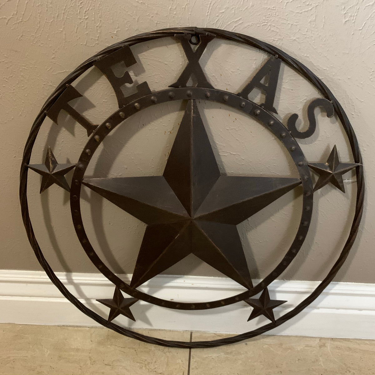 24" TEXAS BEADED COLIBROX BARN STAR METAL LONE STAR WESTERN HOME DECOR HANDMADE RUSTIC BRONZE COPPER NEW