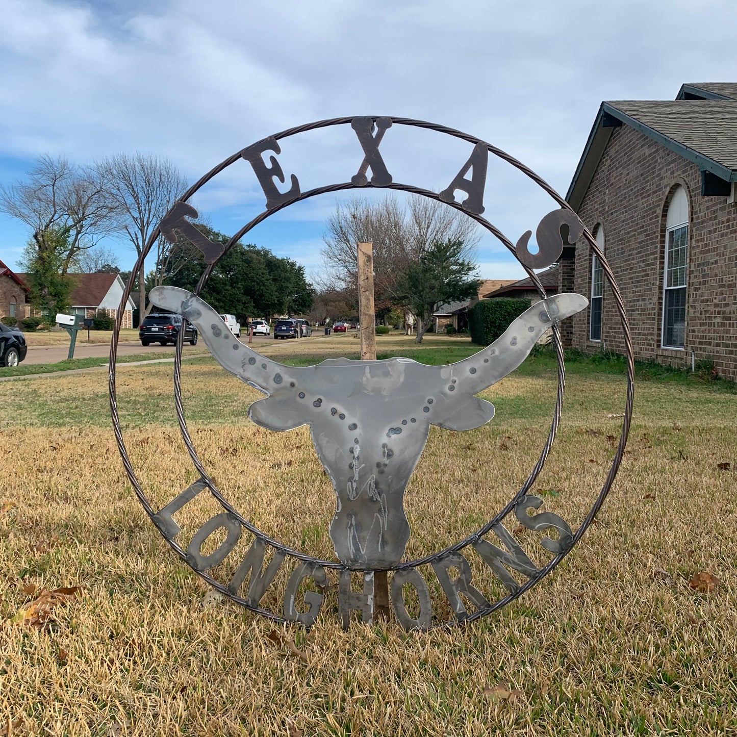 50" TEXAS LONGHORNS LARGE CUSTOM RAW METAL VINTAGE CRAFT SIGN TEAM ART UNPAINTED WESTERN HOME DECOR HANDMADE STEEL #EH12570