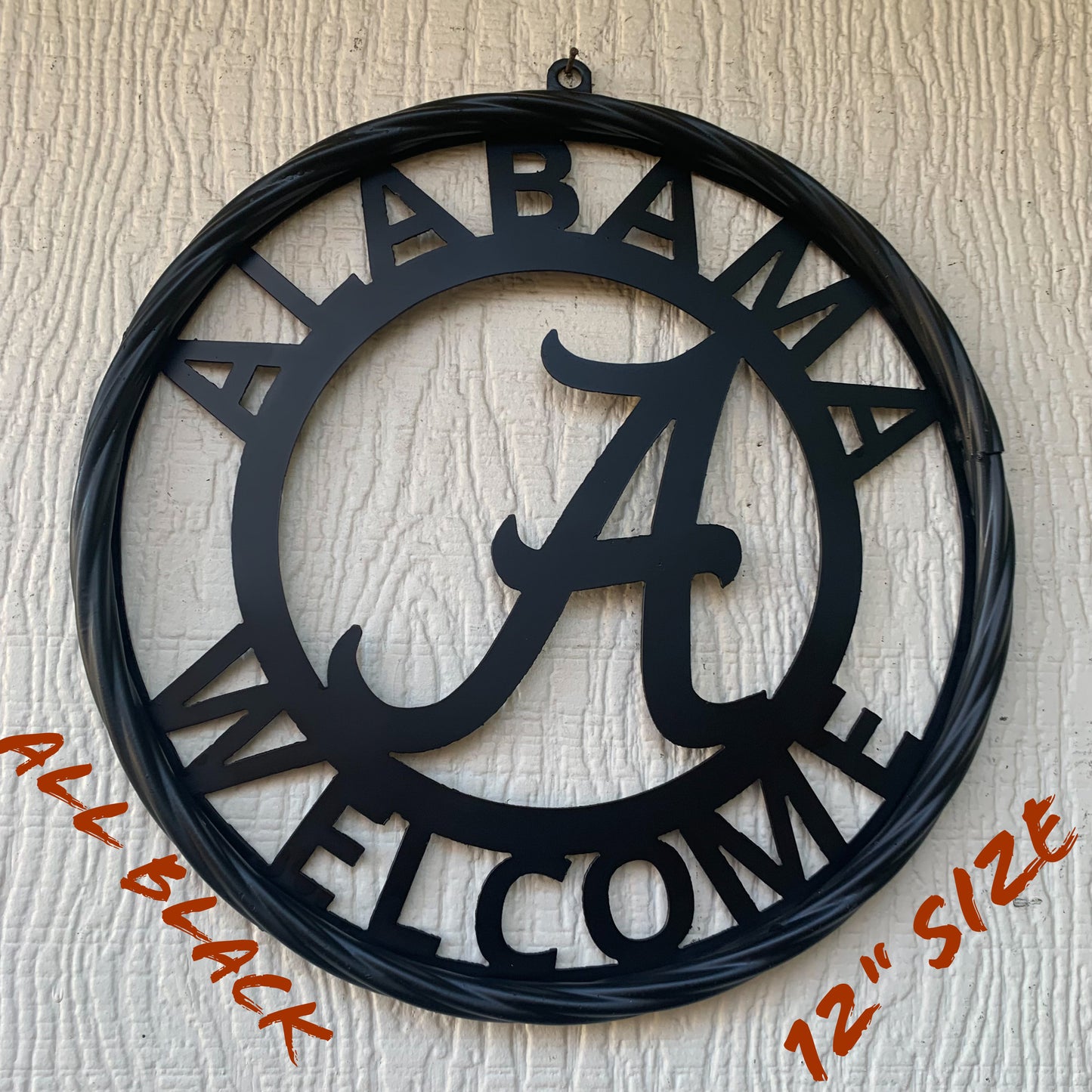 ALABAMA WELCOME CUSTOM ALL BLACK METAL VINTAGE SIGN TEAM HANDMADE