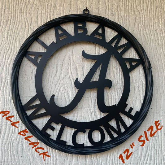 ALABAMA WELCOME CUSTOM ALL BLACK METAL VINTAGE SIGN TEAM HANDMADE