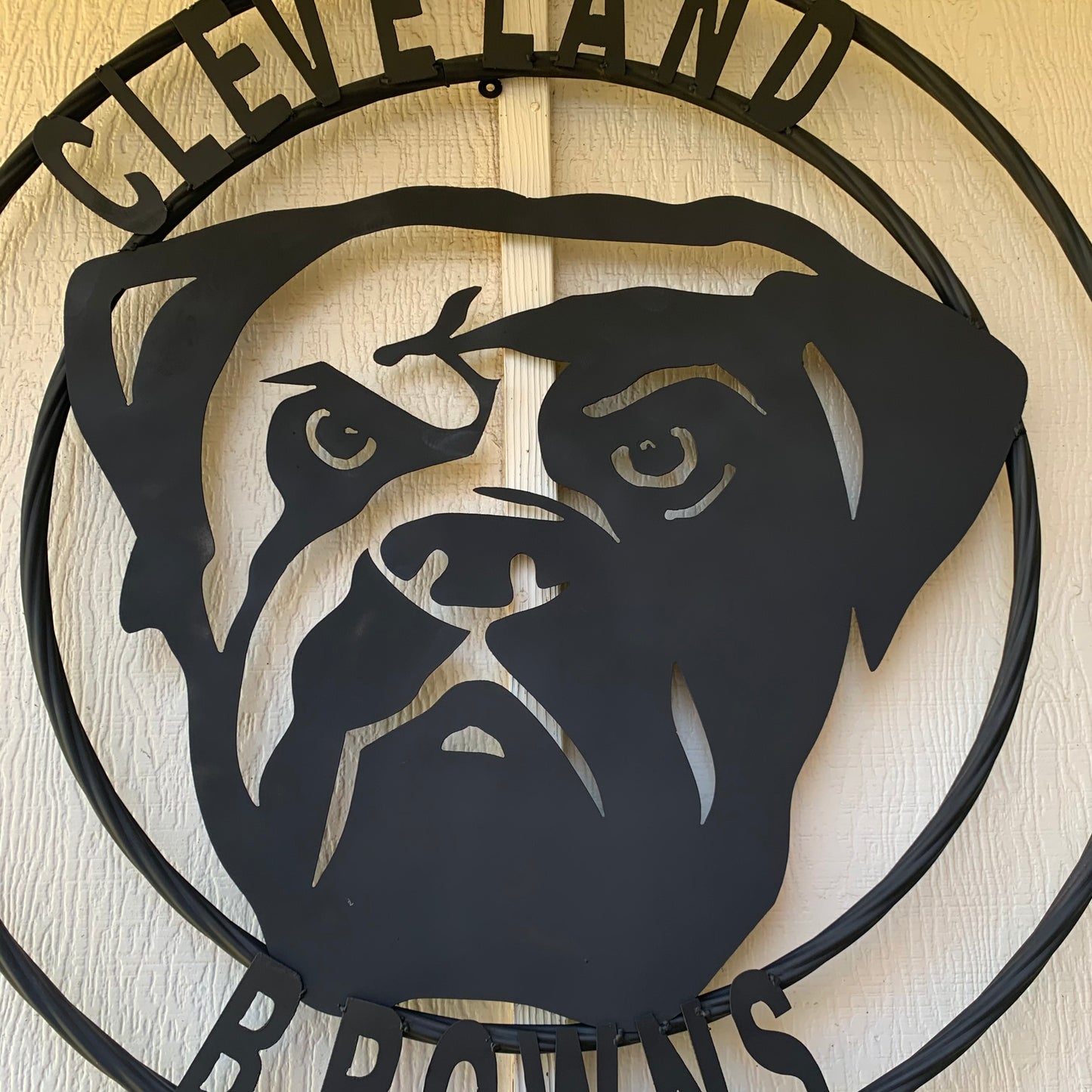 CLEVELAND BROWNS METAL CUSTOM VINTAGE CRAFT ART HANDMADE RUSTIC BLACK