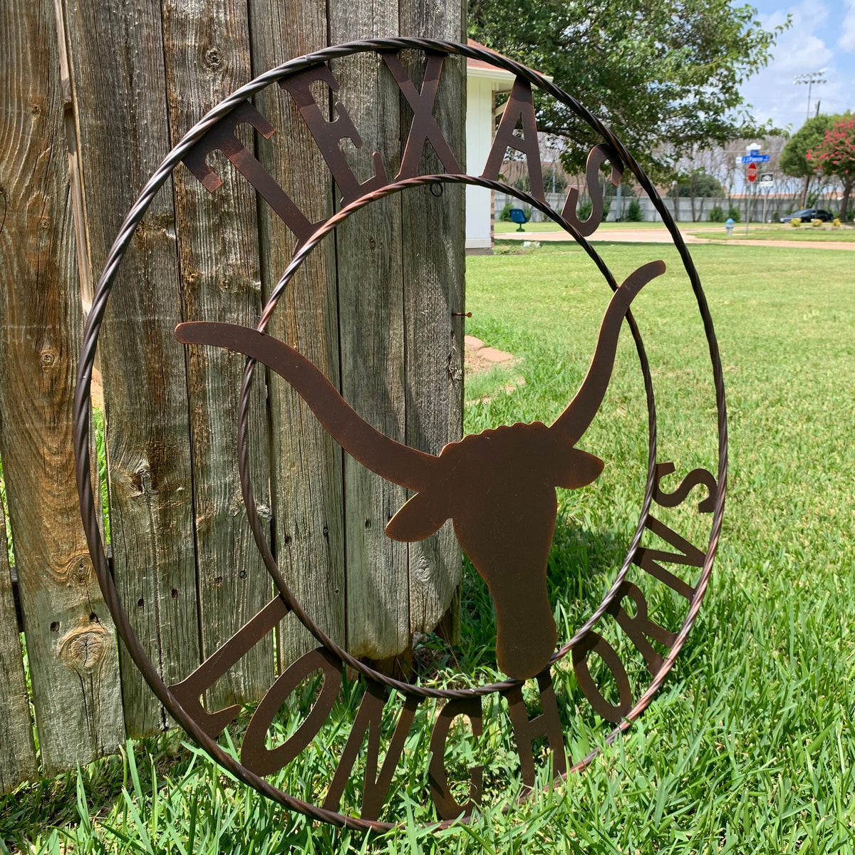 TEXAS LONGHORNS CUSTOM METAL VINTAGE CRAFT SIGN TEAM ART WESTERN HOME DECOR RUSTIC BRONZE HANDMADE #EH12565