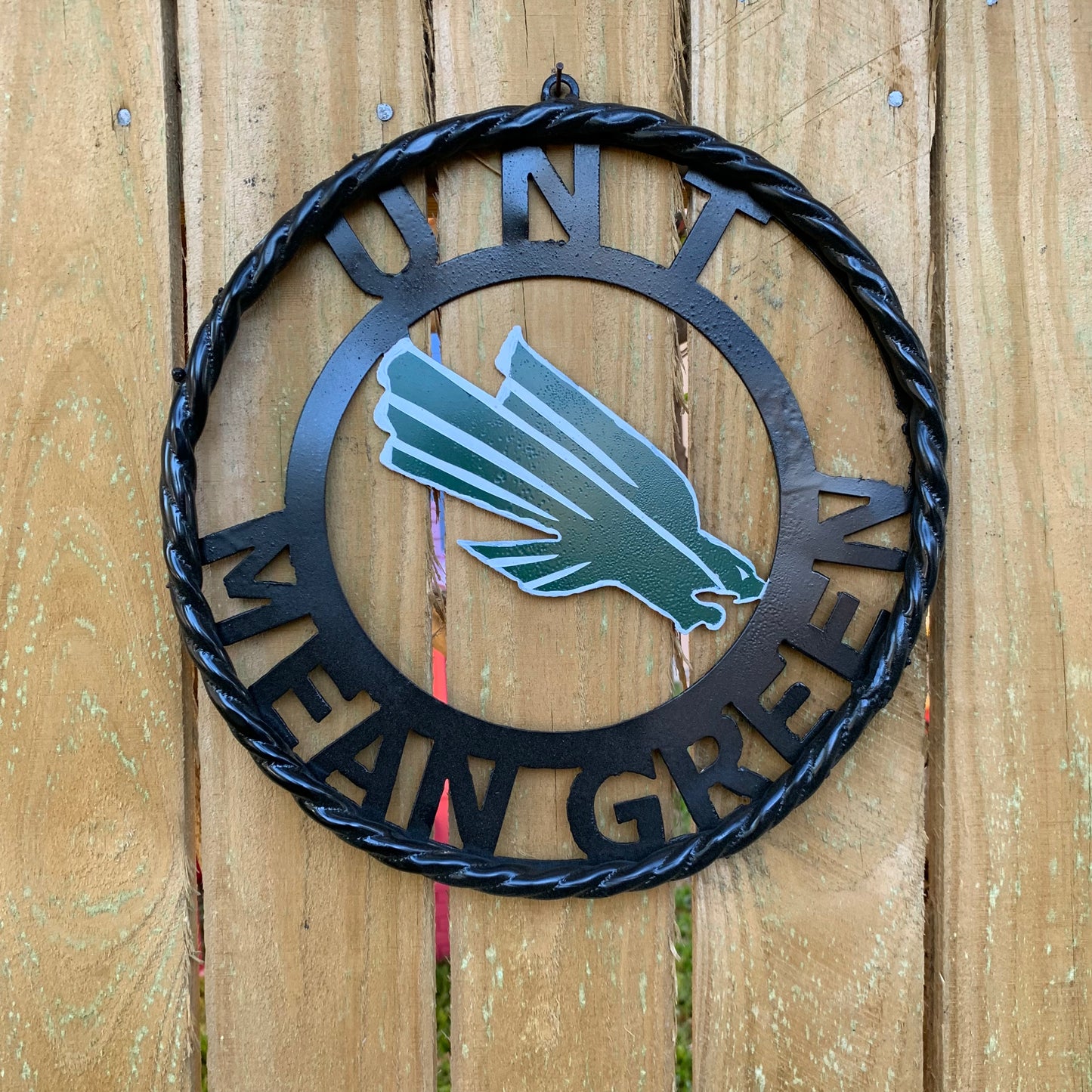 12",18",24" UNT MEAN GREEN CUSTOM METAL VINTAGE CRAFT TEAM SIGN WESTERN HOME DECOR HANDMADE