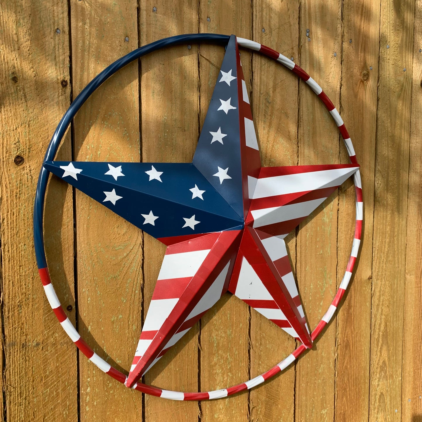 PEACE STAR METAL RED WHT BLUE STAR WESTERN HOME DECOR HANDMADE 12",16",24",32"36",38",40",48"