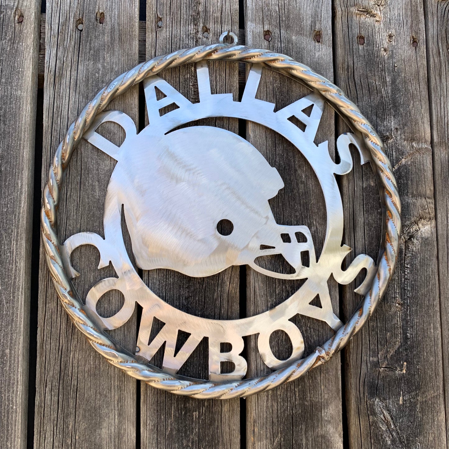 12", 18", 24", 32" DALLAS COWBOYS HELMET SIGN RAW METAL CUSTOM VINTAGE CRAFT WALL ART TEAM SIGN HANDMADE