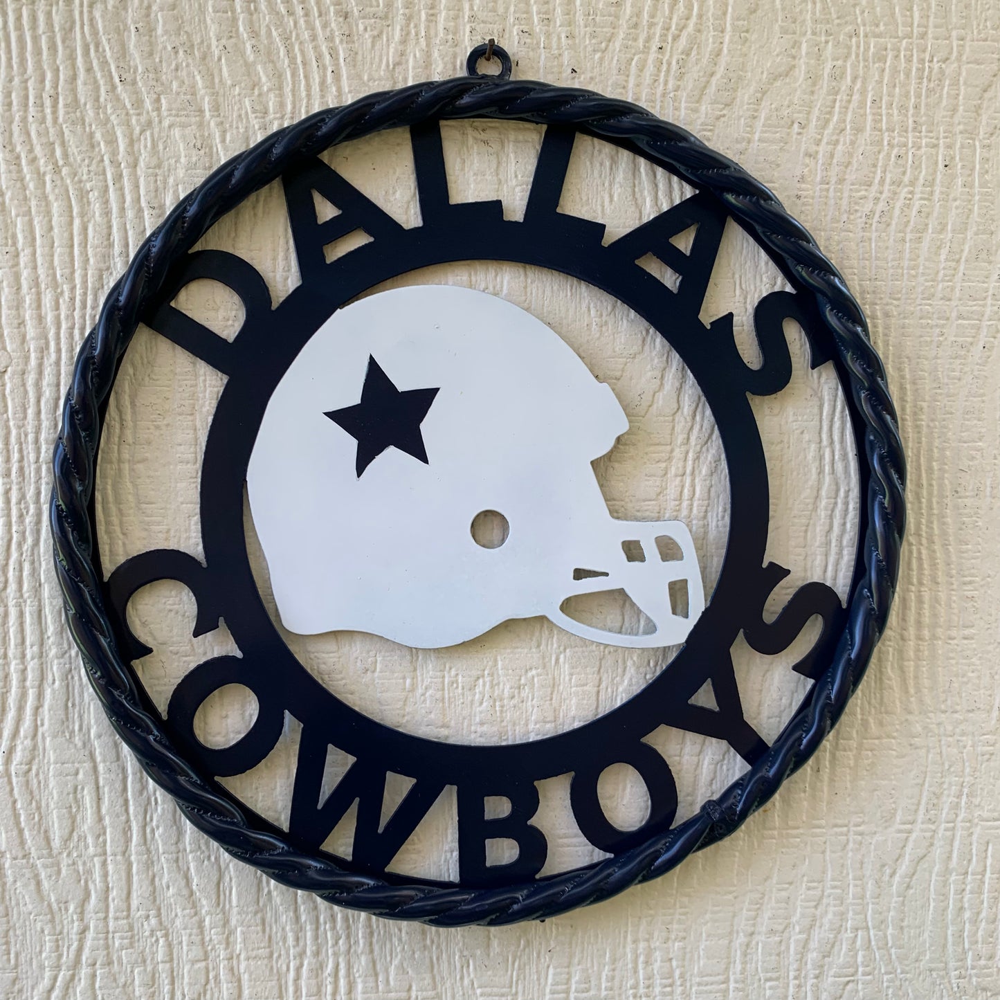 12", 18", 24", 32" DALLAS COWBOYS HELMET SIGN NAVY BLUE & WHITE METAL CUSTOM VINTAGE CRAFT WALL ART TEAM SIGN HANDMADE