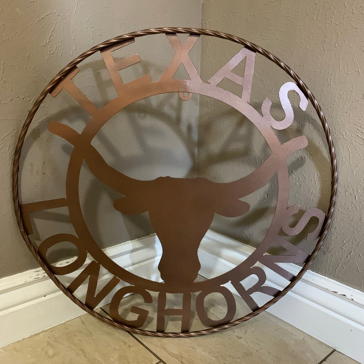 TEXAS LONGHORNS CUSTOM METAL VINTAGE CRAFT SIGN TEAM ART WESTERN HOME DECOR RUSTIC BRONZE #EH12552 12",18",24",36",50"
