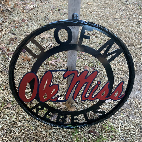 OLE MISS REBELS MISSISSIPPI METAL CUSTOM VINTAGE CRAFT TEAM SIGN HANDMADE