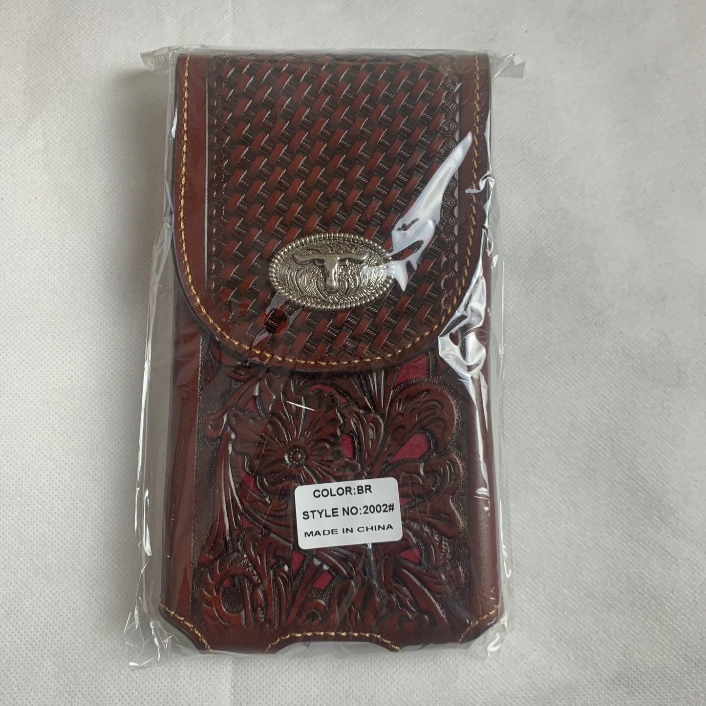 7.5" LONGHORNS COFFEE BROWN LEATHER POUCH EXTRA LARGE  BELT LOOP HOLSTER CELL PHONE CASE UNIVERSAL OVERSIZE