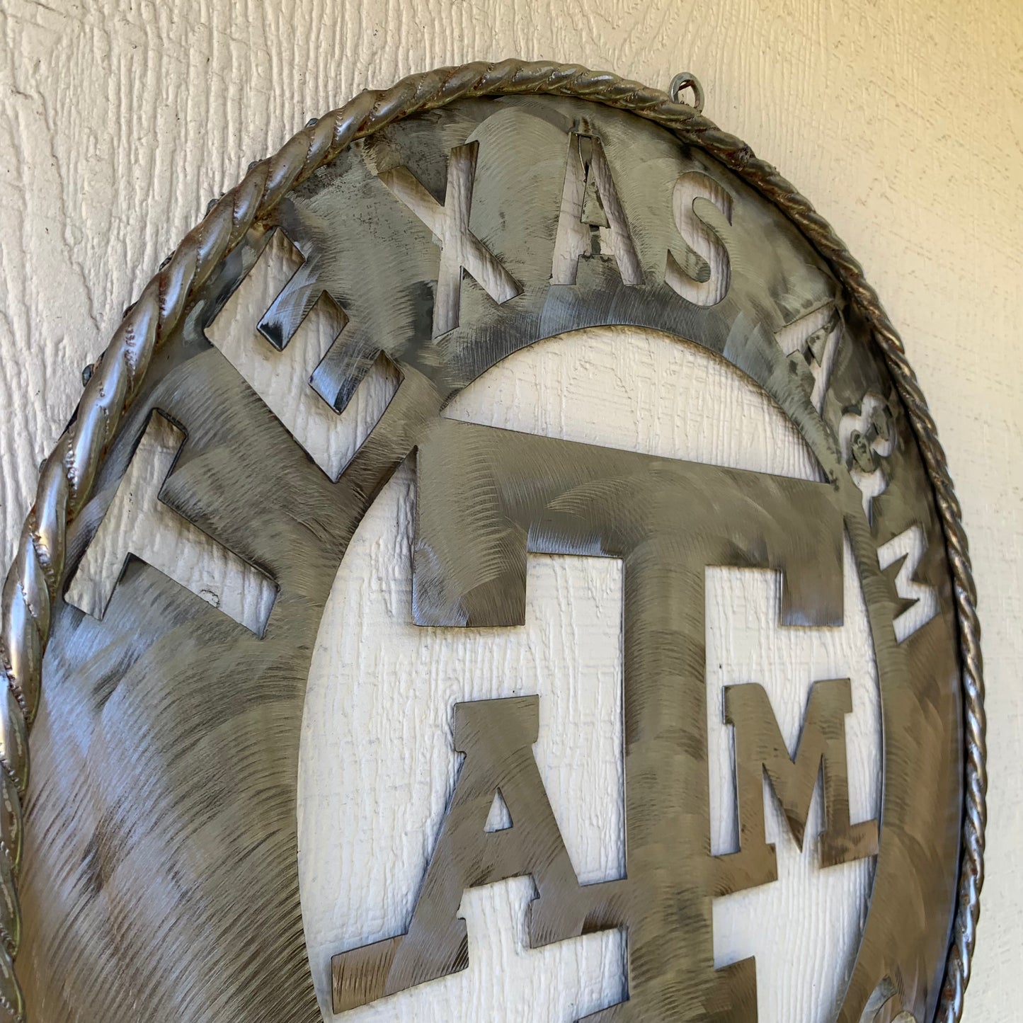 TEXAS A&M WIDE BAND RAW METAL CUSTOM VINTAGE CRAFT WALL ART TEAM SIGN HANDMADE