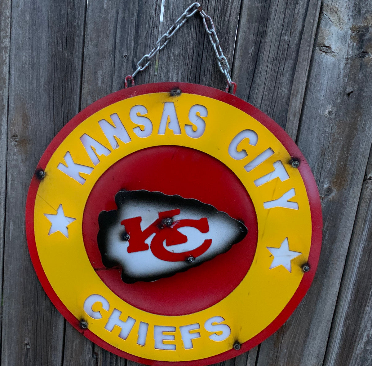 15" SPORTS CUSTOM DISC METAL VINTAGE CRAFT SIGN TEAM ART WESTERN HOME DECOR HANDMADE