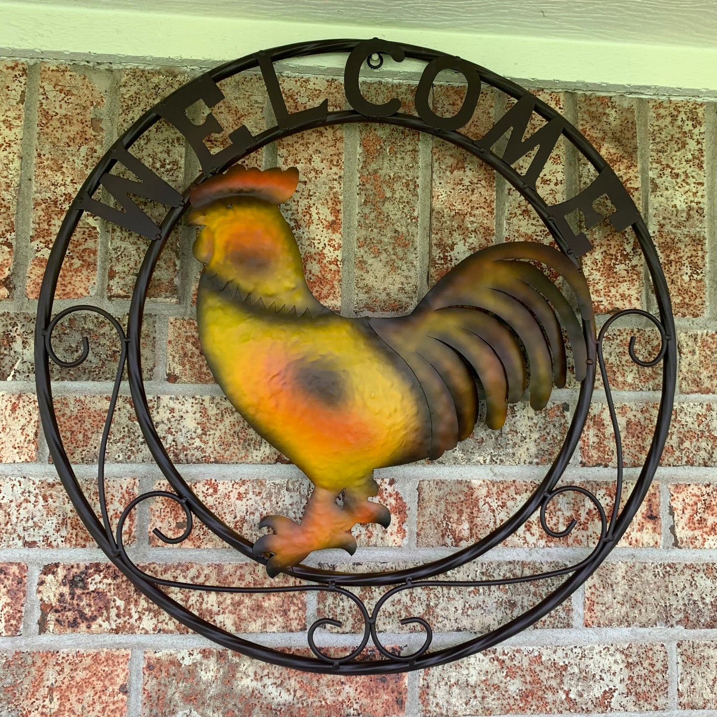 ROOSTER WELCOME 24" METAL SCROLL STYLE WESTERN HOME DECOR HANDMADE NEW-#EH10143