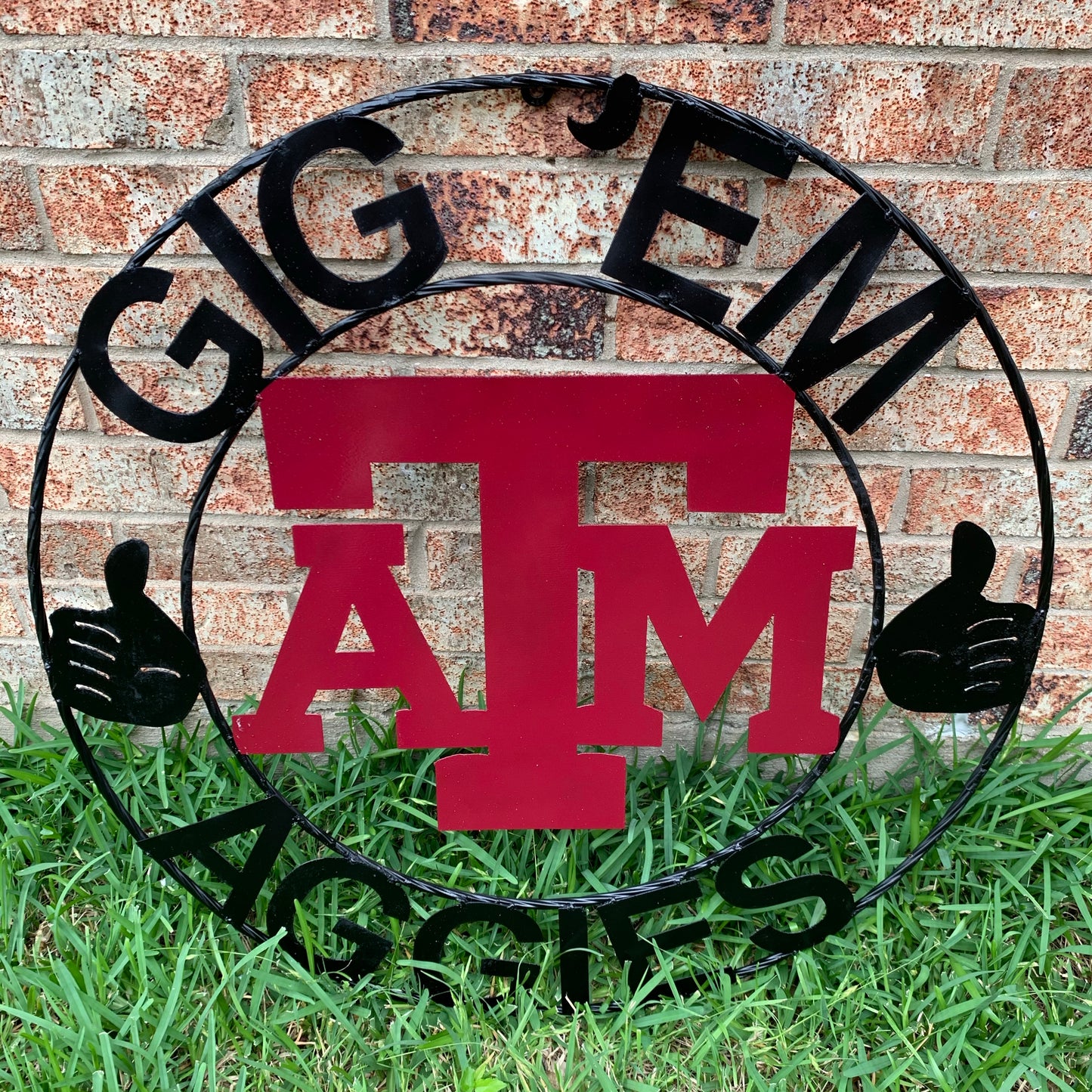 GIGEM AGGIES TEXAS A&M CUSTOM METAL VINTAGE CRAFT TEAM SIGN WESTERN HOME DECOR HANDMADE