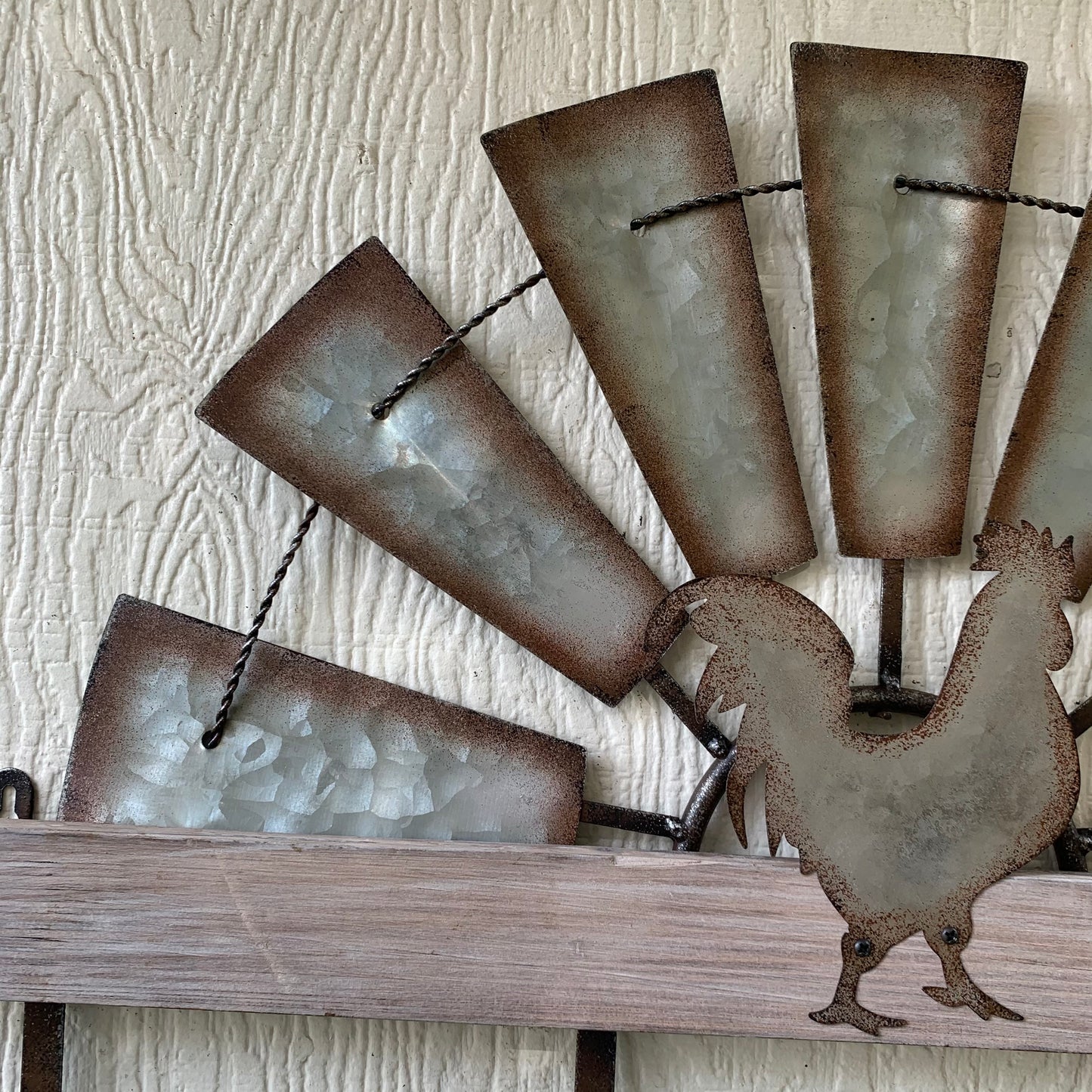 24" GALVANIZED HALF WINDMILL WESTERN KEY HOLDER HOOK WALL ART METAL WESTERN HOME DECOR NEW