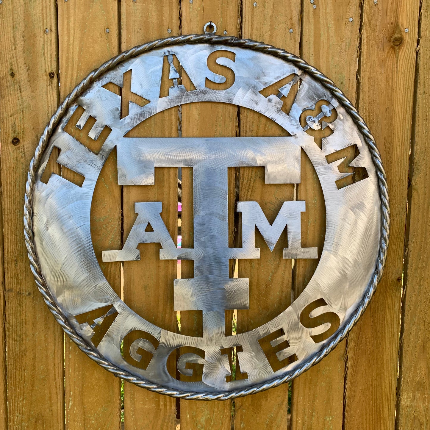 TEXAS A&M WIDE BAND RAW METAL CUSTOM VINTAGE CRAFT WALL ART TEAM SIGN HANDMADE
