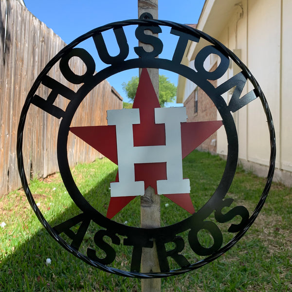 12",18",24",32",36" HOUSTON ASTROS ORANGE WHITE & BLACK CUSTOM METAL VINTAGE CRAFT WALL ART