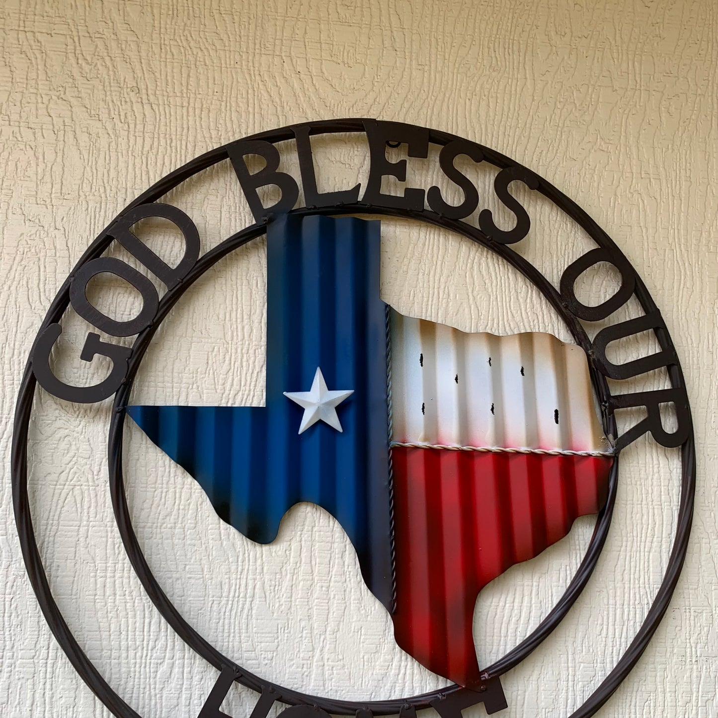 24" WAVY GOD BLESS PUR HOME STATE OF TEXAS METAL CRAFT SIN WESTERN HOME DECOR HANDMADE NEW #EH12970