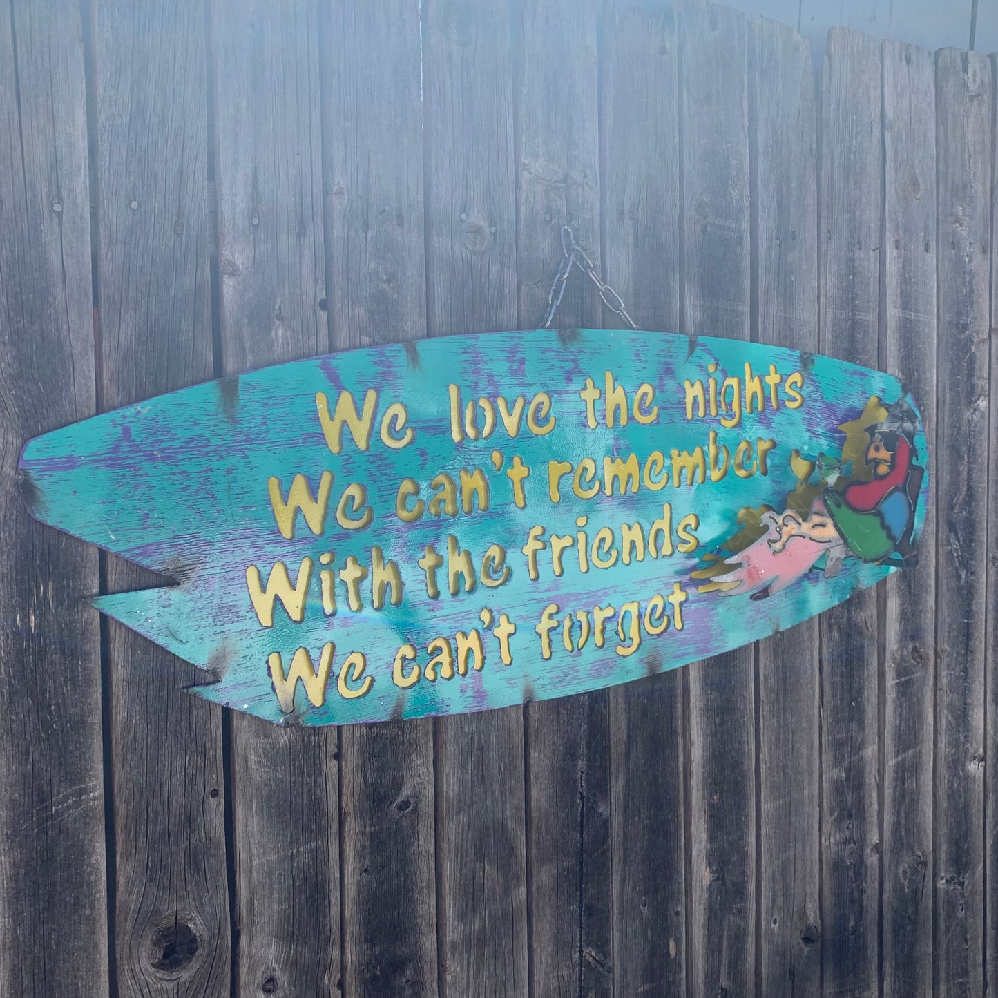 37"x 13" FRIENDS METAL OVAL DISC SIGN WALL ART WESTERN HOME DECOR BRAND NEW