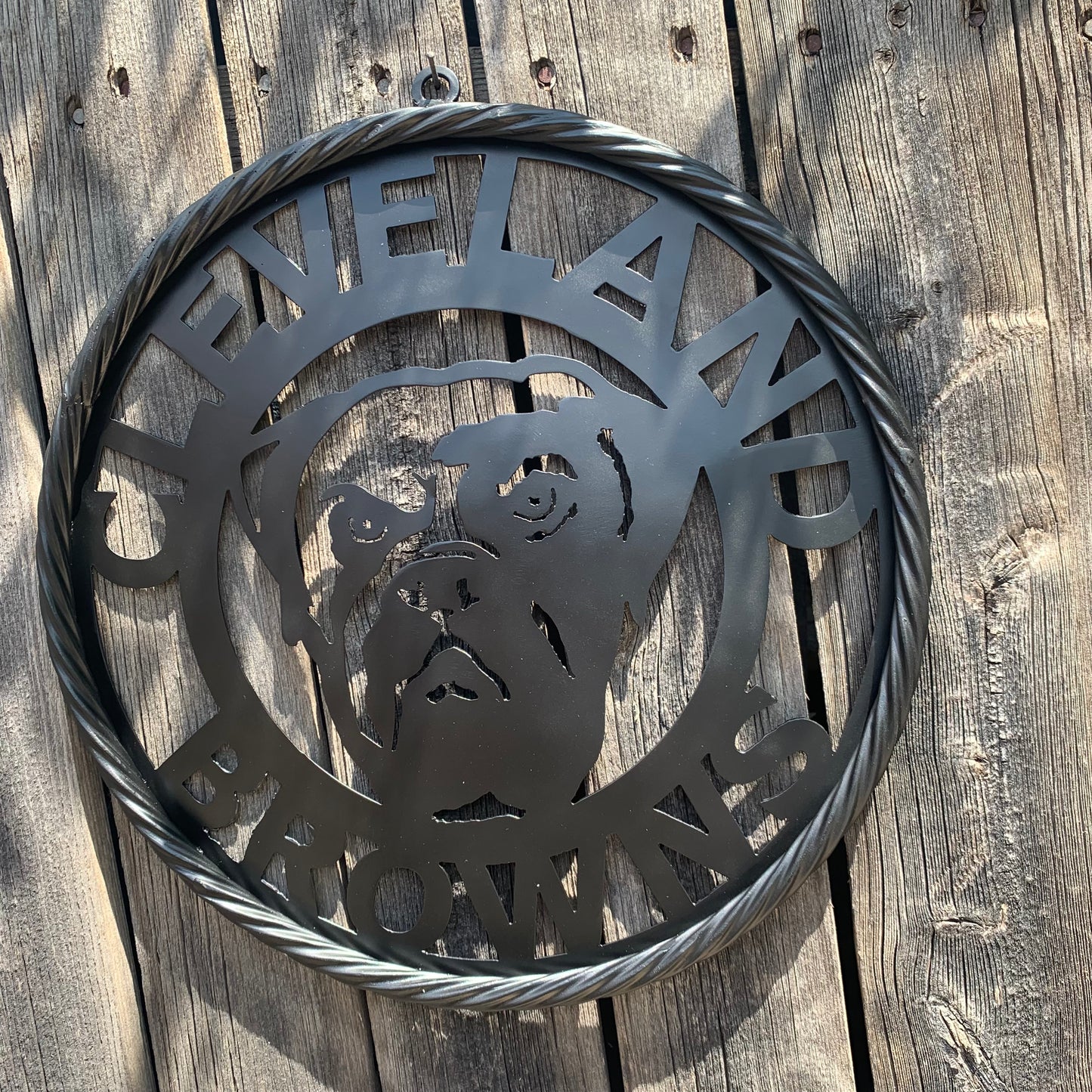 CLEVELAND BROWNS METAL CUSTOM VINTAGE CRAFT ART HANDMADE RUSTIC BLACK