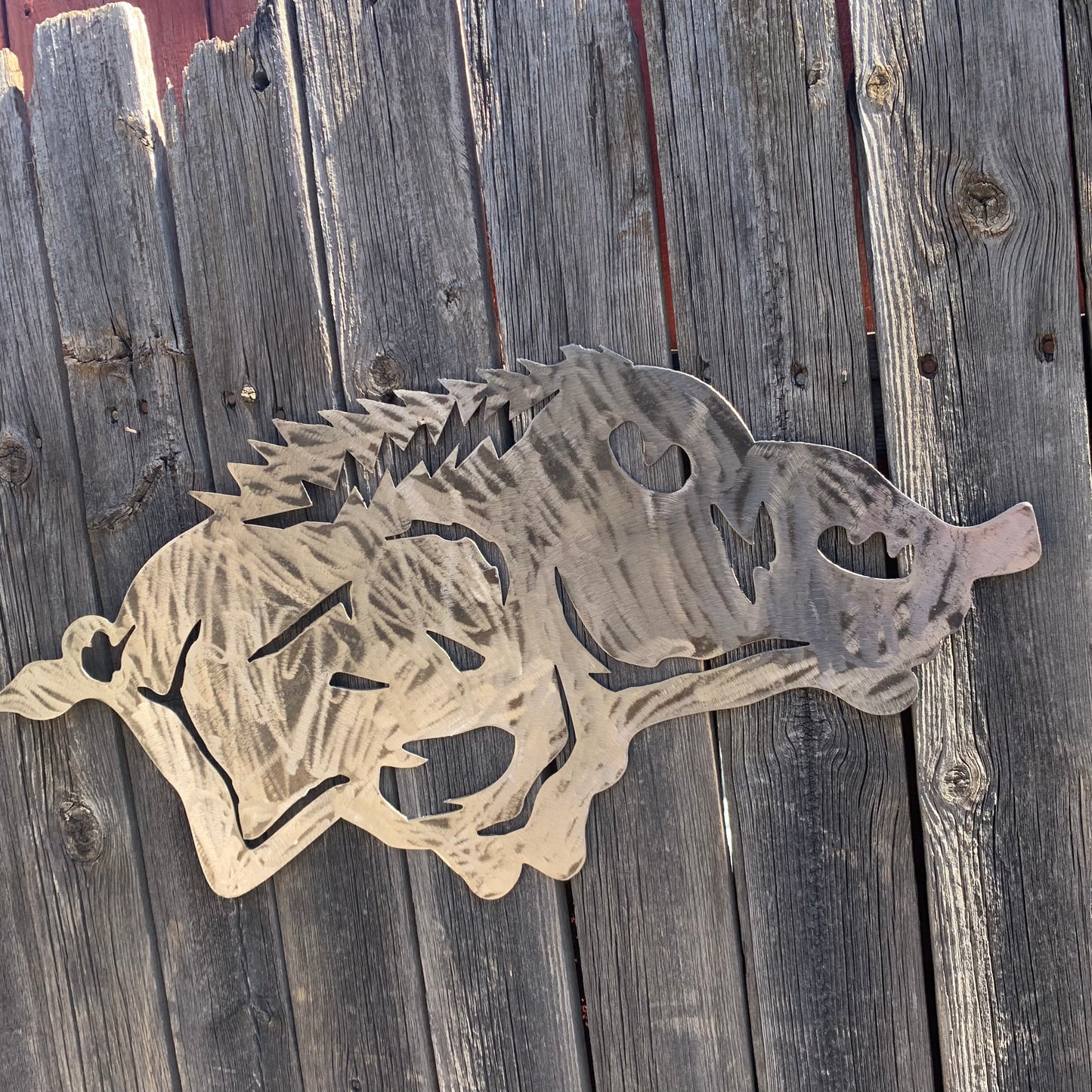 24" X 12" ARKANSAS RAZORBACKS CUSTOM RAW METAL VINTAGE CRAFT WIDE BAND RING TEAM SIGN HANDMADE