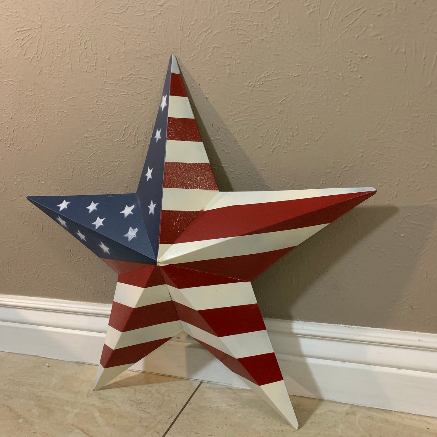 AMERICANA USA FLAG BARN STAR RED WHT BLUE STAR HANDMADE 12",24",36" #EH13297