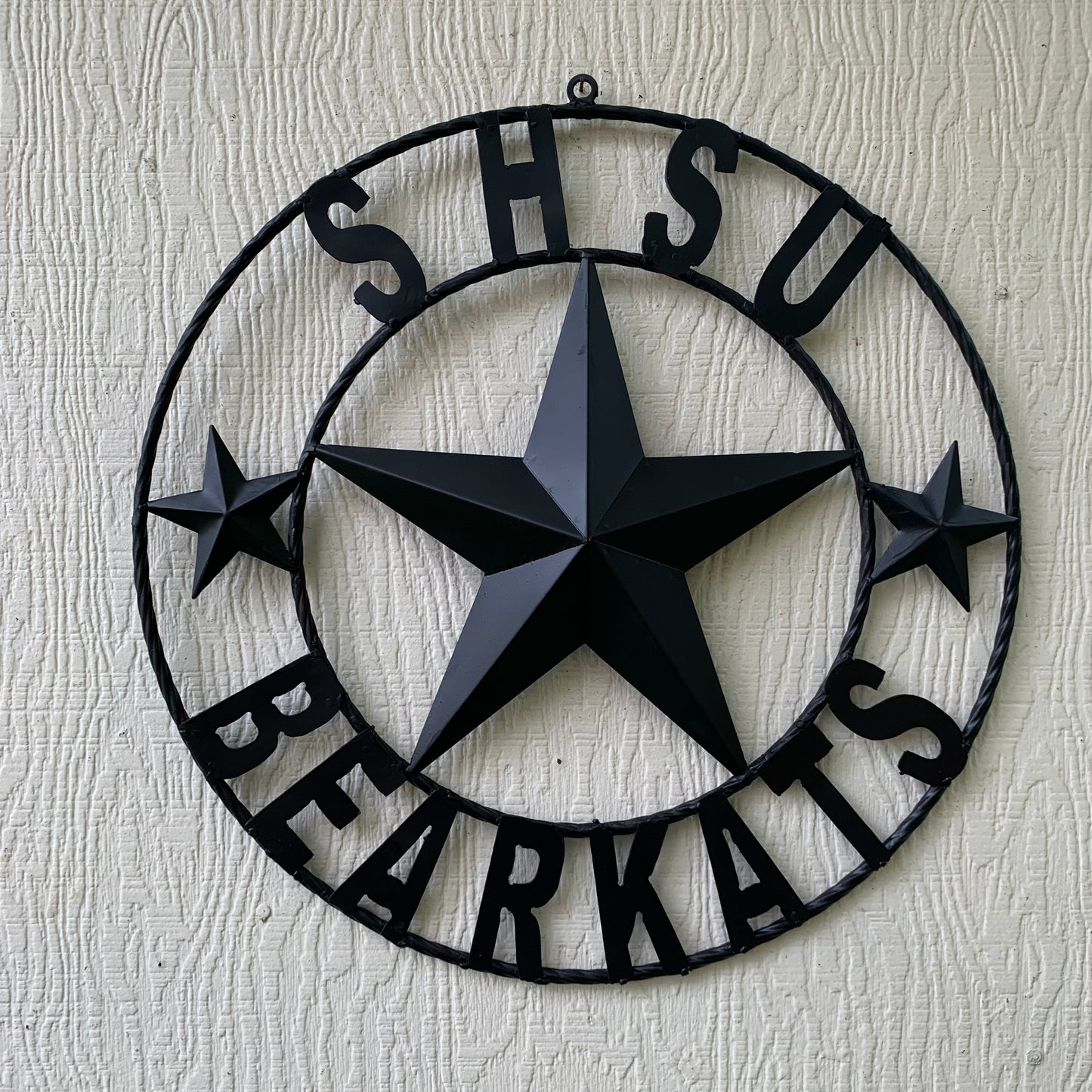 24",32" SHSU SAM HOUSTON BEARKATS RUSTIC BLACK METAL CUSTOM VINTAGE CRAFT RUSTIC BLACK TEAM STAR HANDMADE