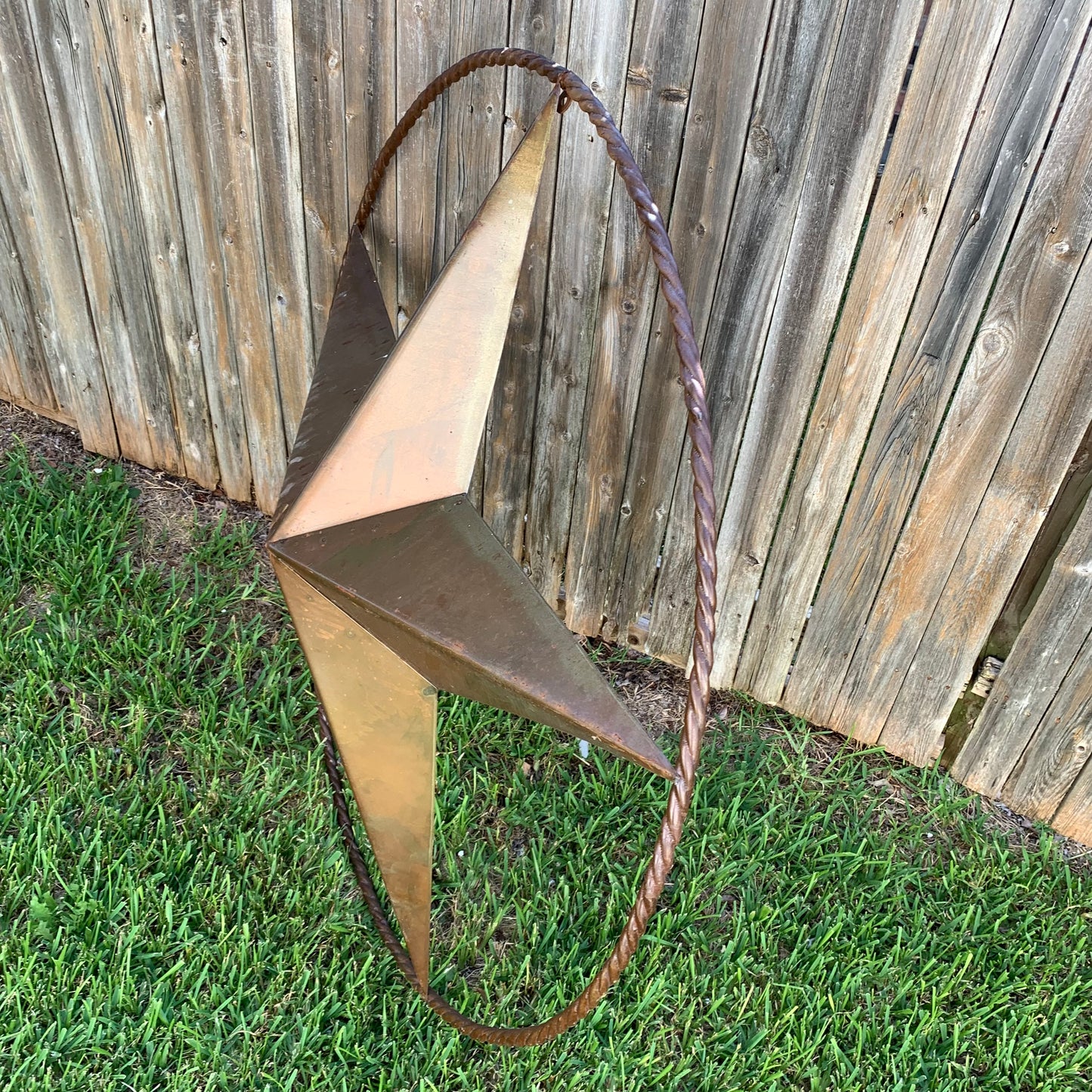 #EH10507 TEXAS GIANT 8,6,5,4 FOOT NATURAL RUSTIC SEALED UNPAINTED LARGE OVERSIZE METAL LONESTAR GENUINE RUST PATINA LONE STAR TWISTED ROPE RING 4,5,6,8 FOOT
