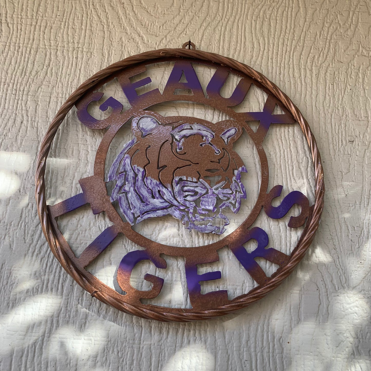 12",18",24",32" GEAUX TIGERS CUSTOM VINTAGE METAL CRAFT TEAM WALL ART HANDMADE