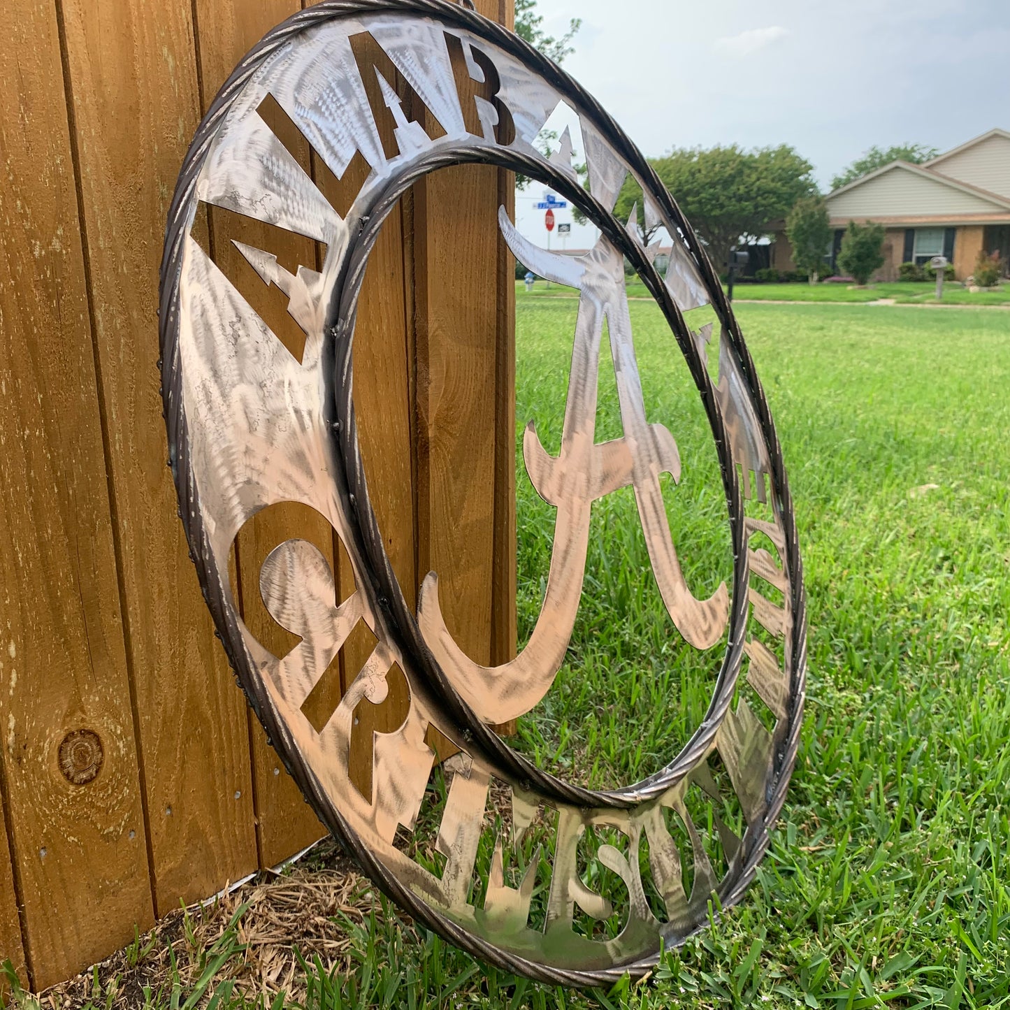 ALABAMA CRIMSON TIDE RAW METAL LASER CUT  WIDE BAND RING CUSTOM METAL VINTAGE TEAM CRAFT HANDMADE