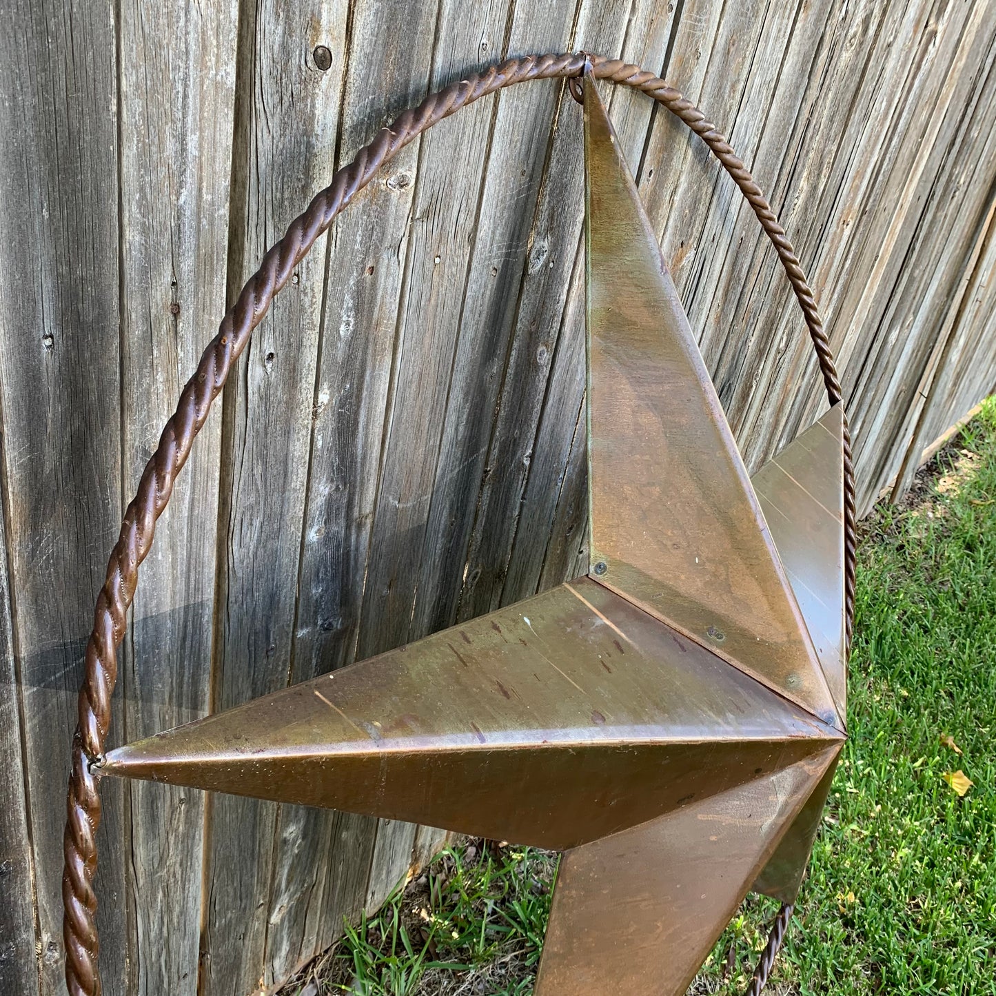 #EH10507 TEXAS GIANT 8,6,5,4 FOOT NATURAL RUSTIC SEALED UNPAINTED LARGE OVERSIZE METAL LONESTAR GENUINE RUST PATINA LONE STAR TWISTED ROPE RING 4,5,6,8 FOOT
