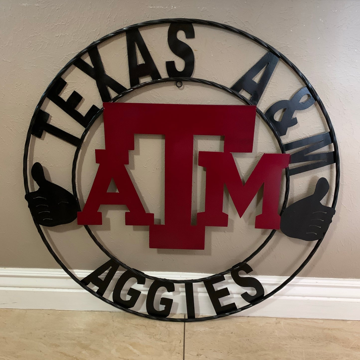 GIGEM AGGIES TEXAS A&M CUSTOM METAL VINTAGE CRAFT TEAM SIGN WESTERN HOME DECOR HANDMADE