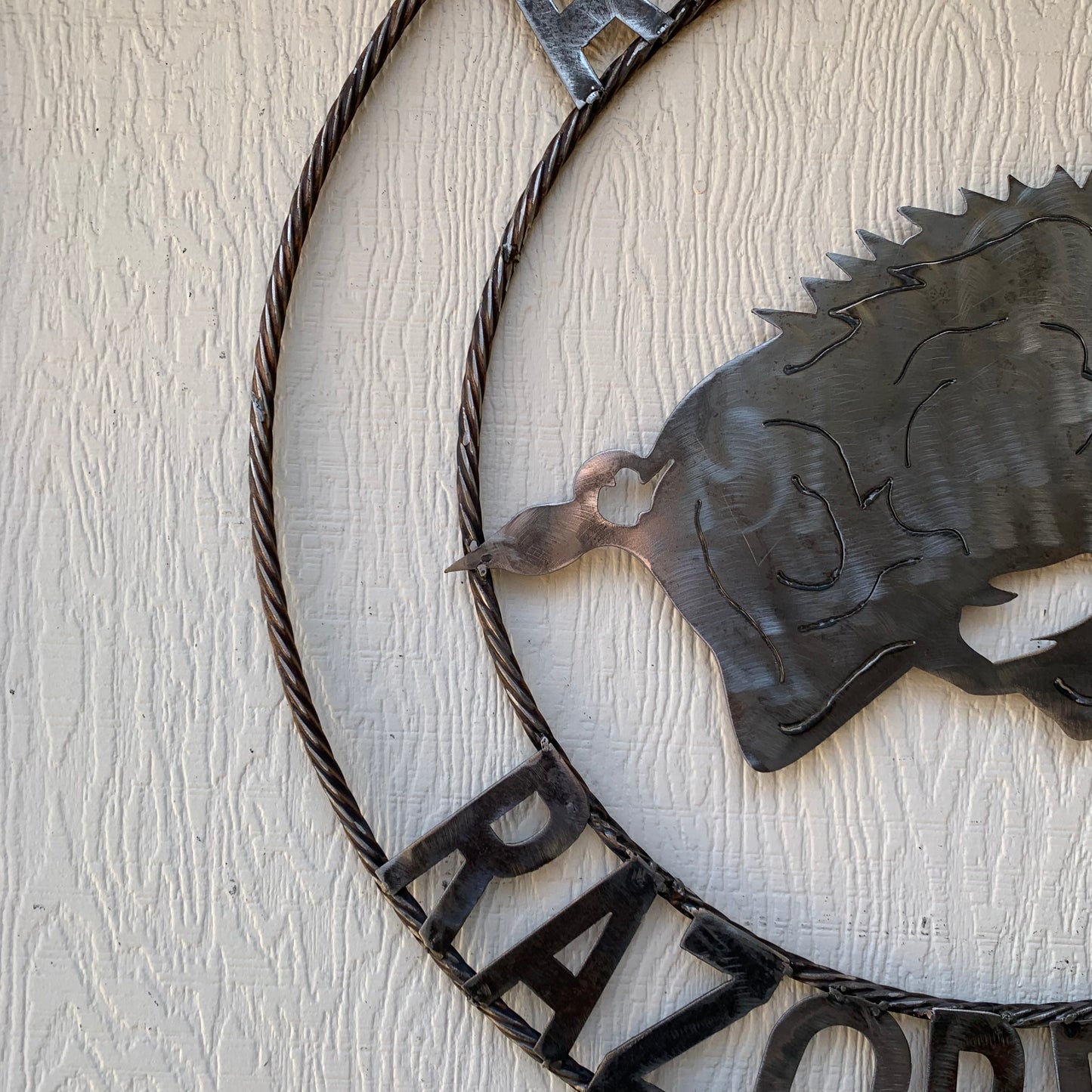 ARKANSAS RAZORBACKS CUSTOM RAW METAL VINTAGE CRAFT TEAM SIGN OFFICIAL LICENSED PRODUCT
