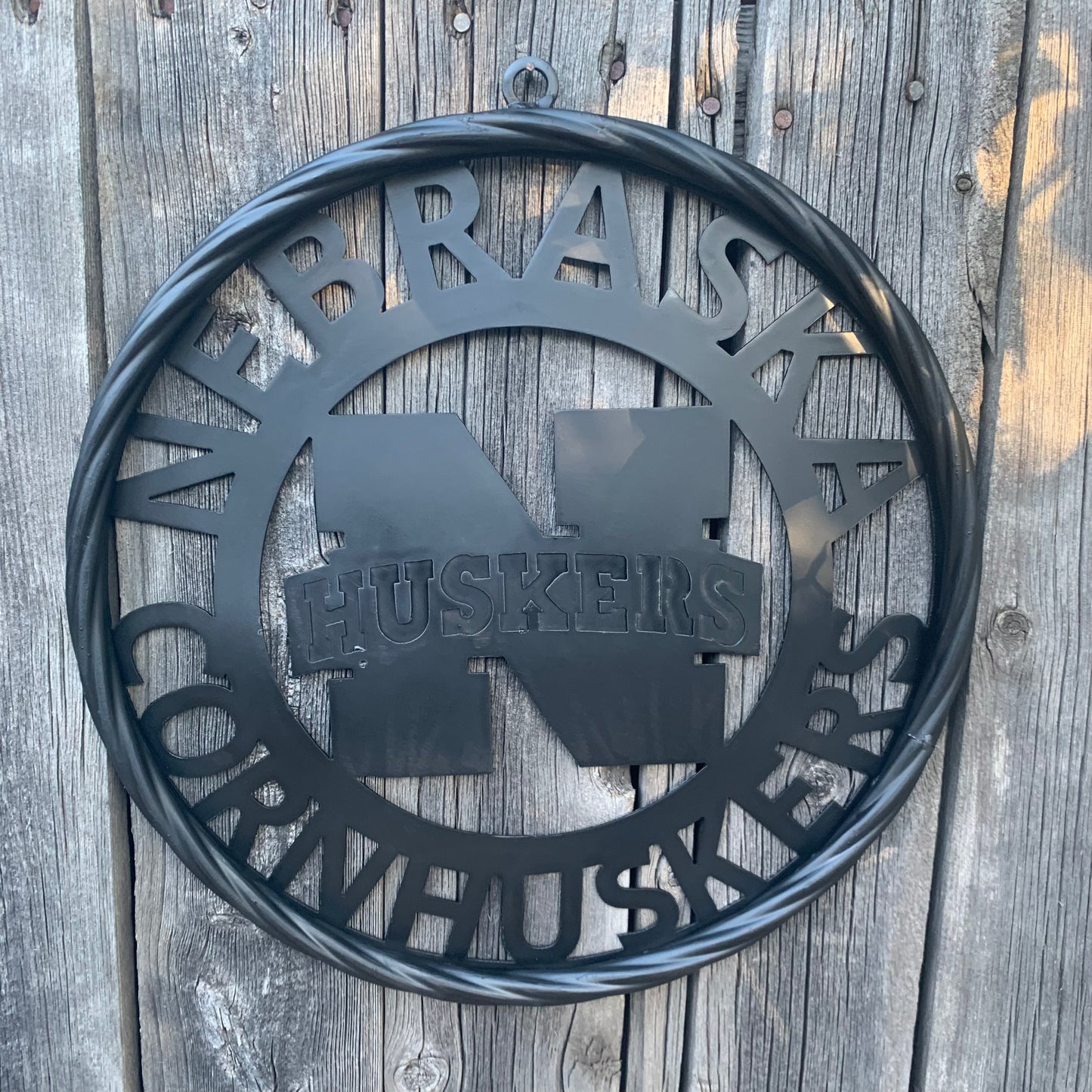 12" NEBRASKA HUSKERS BLACK METAL CUSTOM VINTAGE CRAFT TEAM SIGN