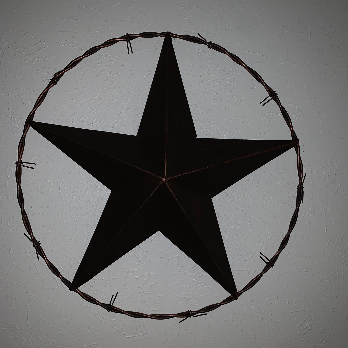 24" BARBWIRE TWISTED RING METAL WALL ART WESTERN HOME DECOR RUSTIC BRONZE COPPER #A10024