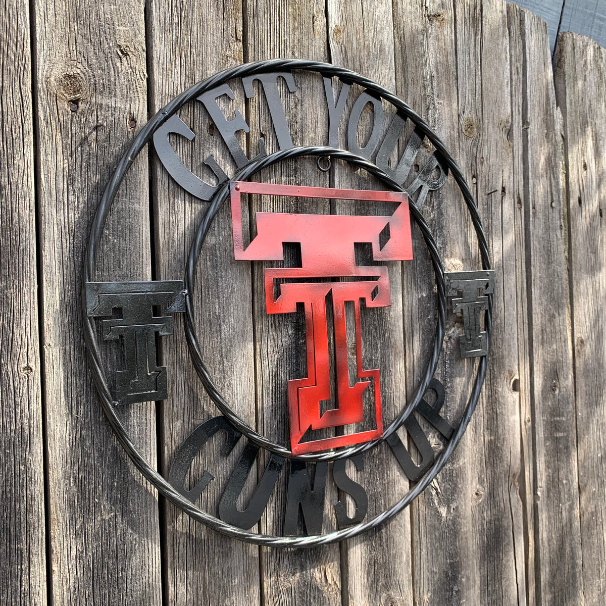 12", 18", 24", 32" GET YOUR GUNS UP TEXAS TECH CUSTOM METAL VINTAGE CRAFT TEAM SIGN